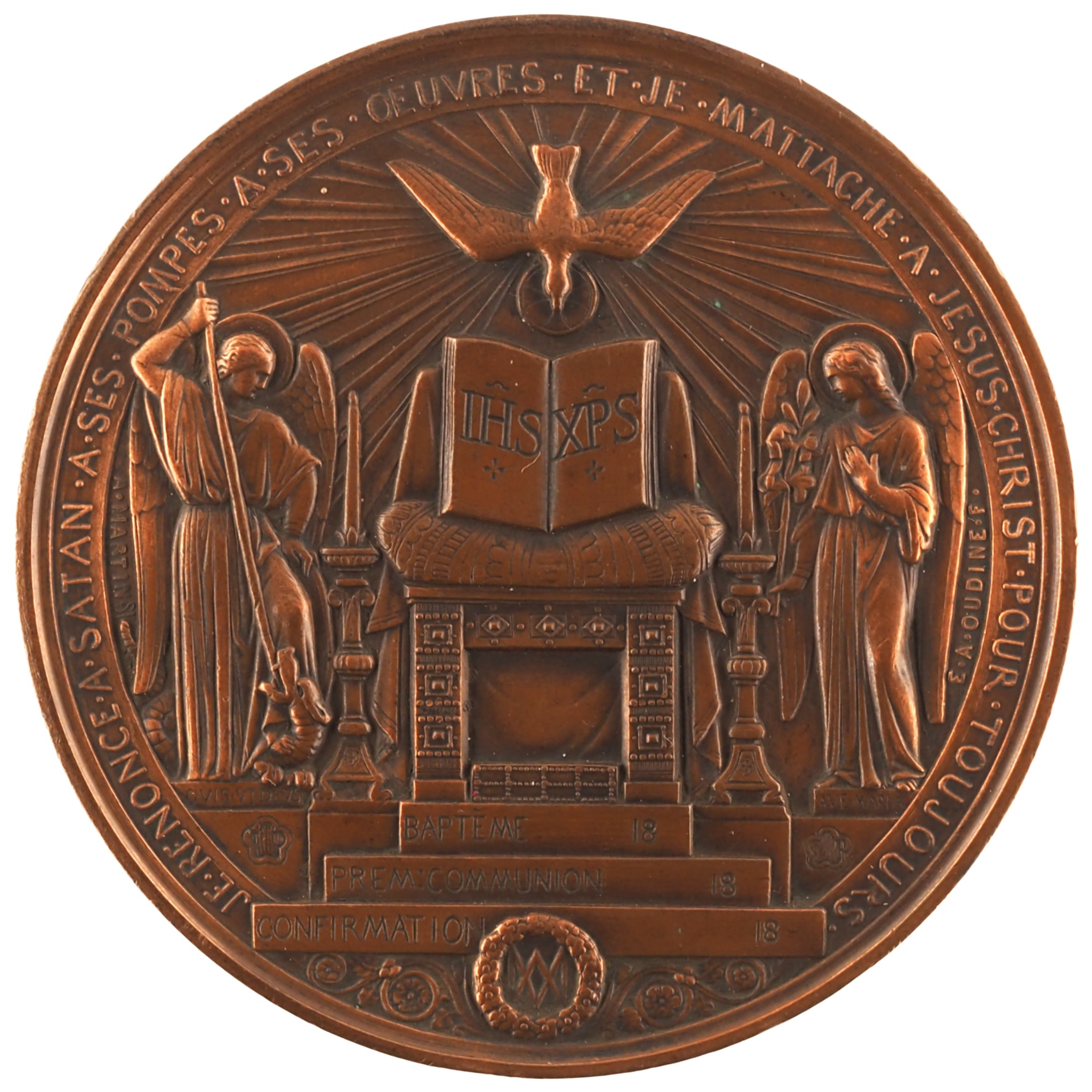 France - Médaille cuivre - Jésus Christ / Baptême, première communion et confirmation – Image 2