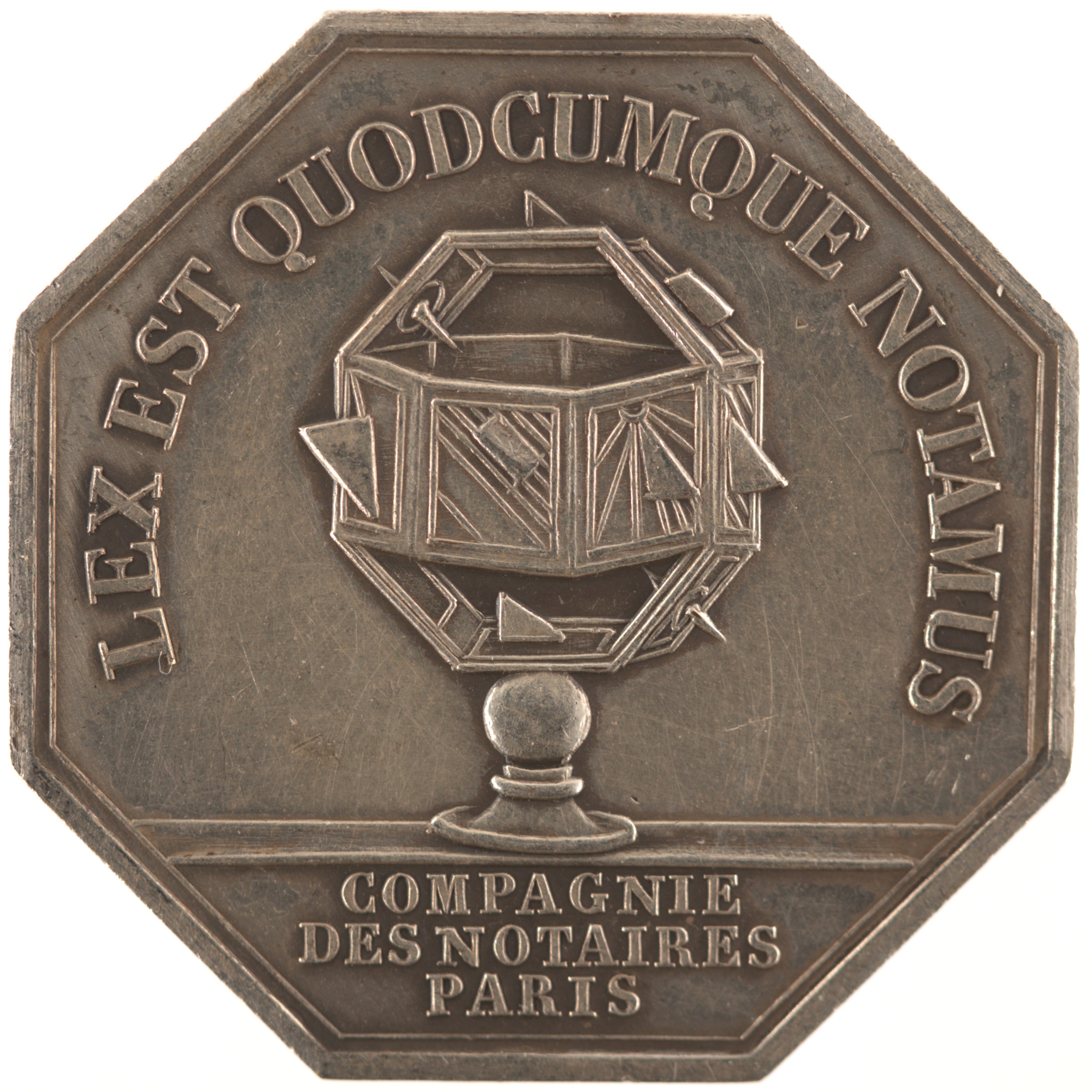 France - Jeton bronze argenté - République Française / Compagnie des notaires de Paris – Image 2
