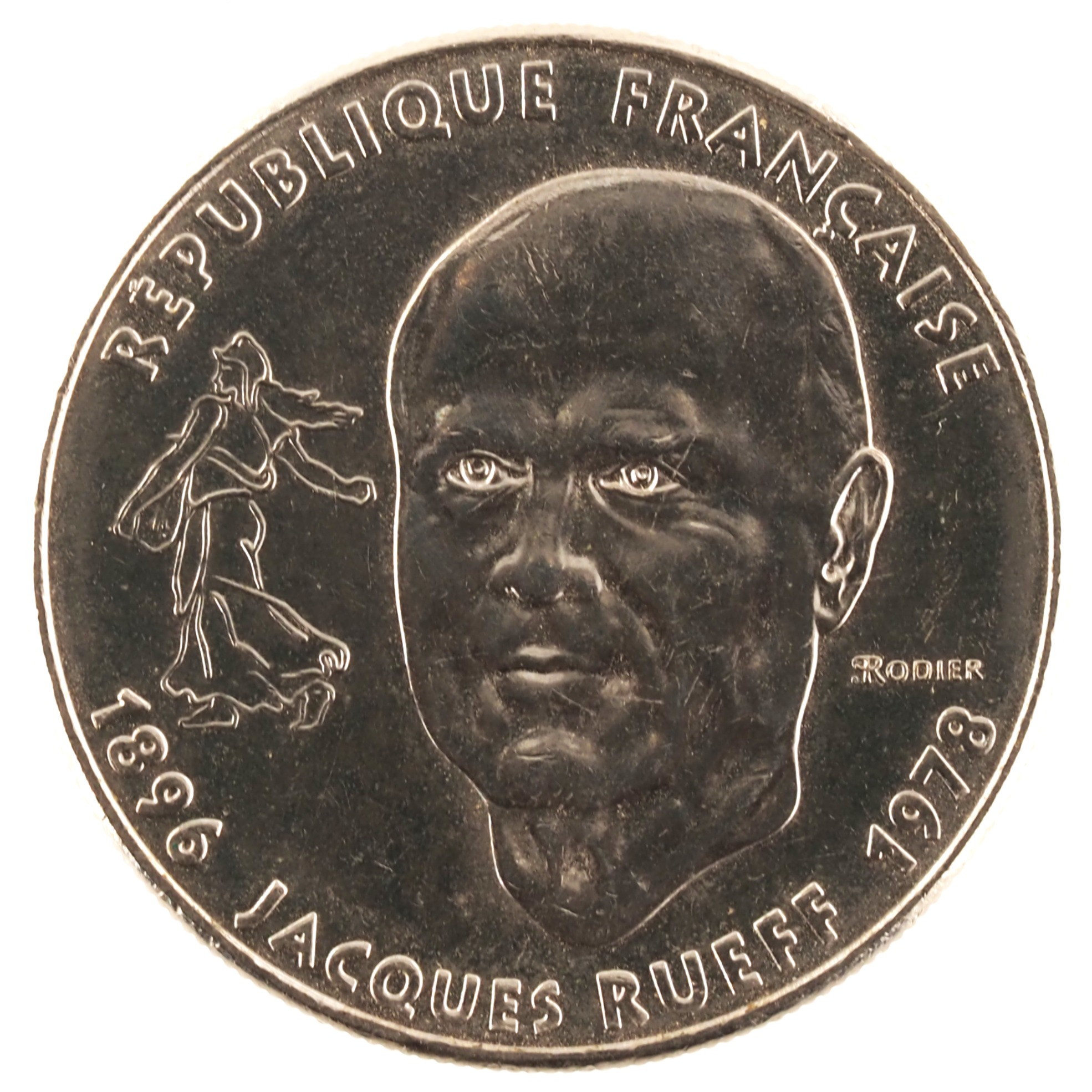 France - Pièce 1 Franc 1996 nickel - Jacques Rueff – Image 2