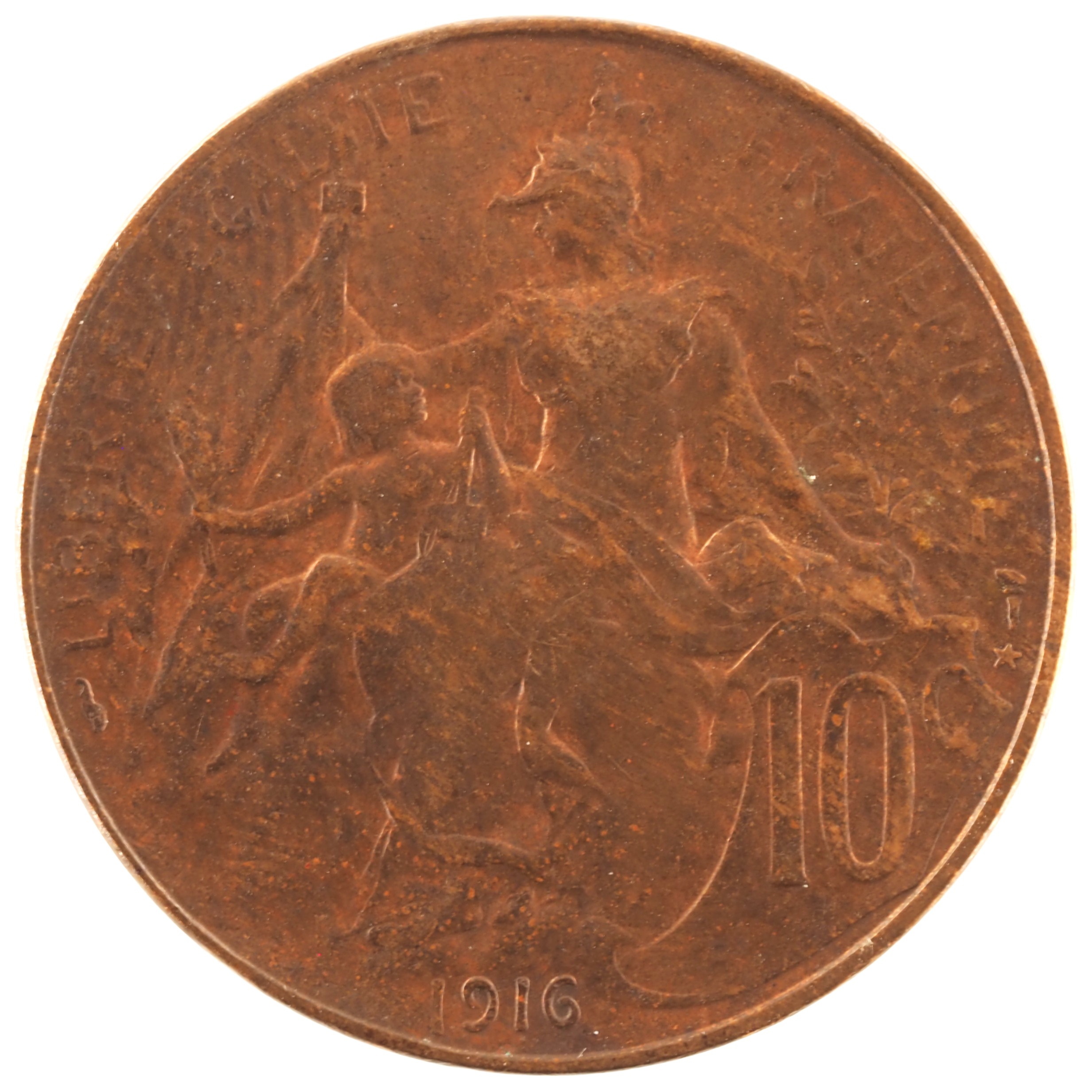 France - Pièce 10 Centimes 1916 bronze - Daniel-Dupuis (étoile)