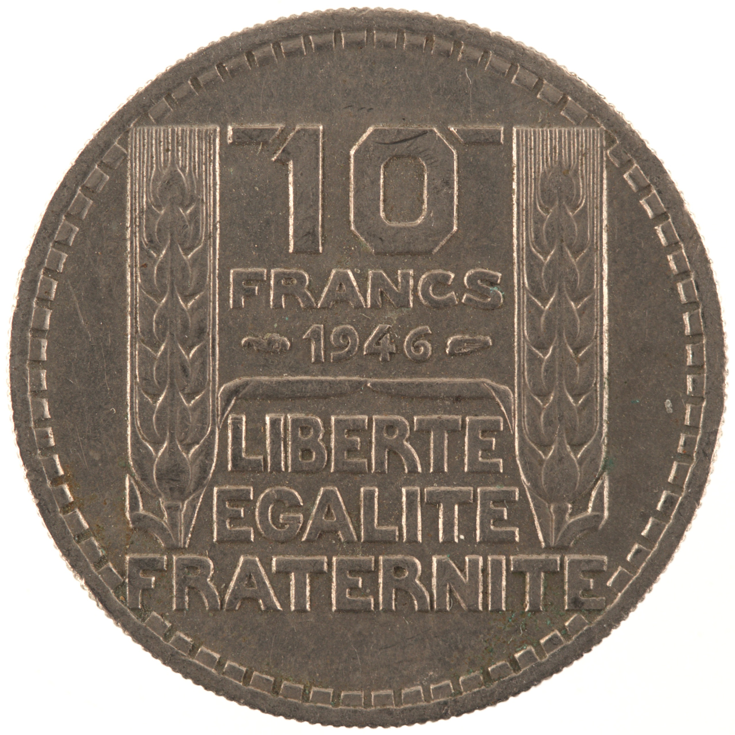 France - Pièce 10 Francs 1946 cupro-nickel - Turin, grosse tête, rameaux courts