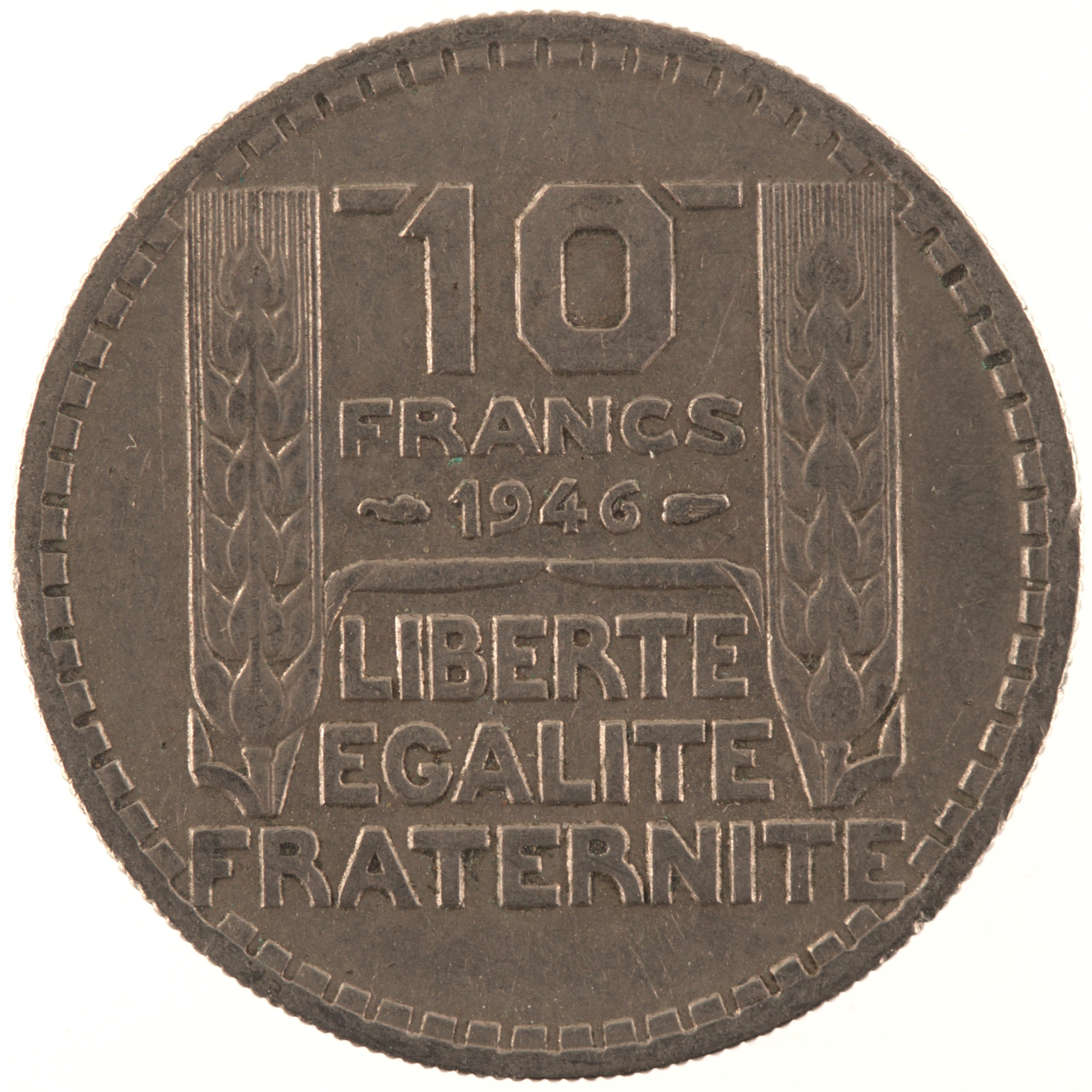 France - Pièce 10 Francs 1946 cupro-nickel - Turin, grosse tête, rameaux courts