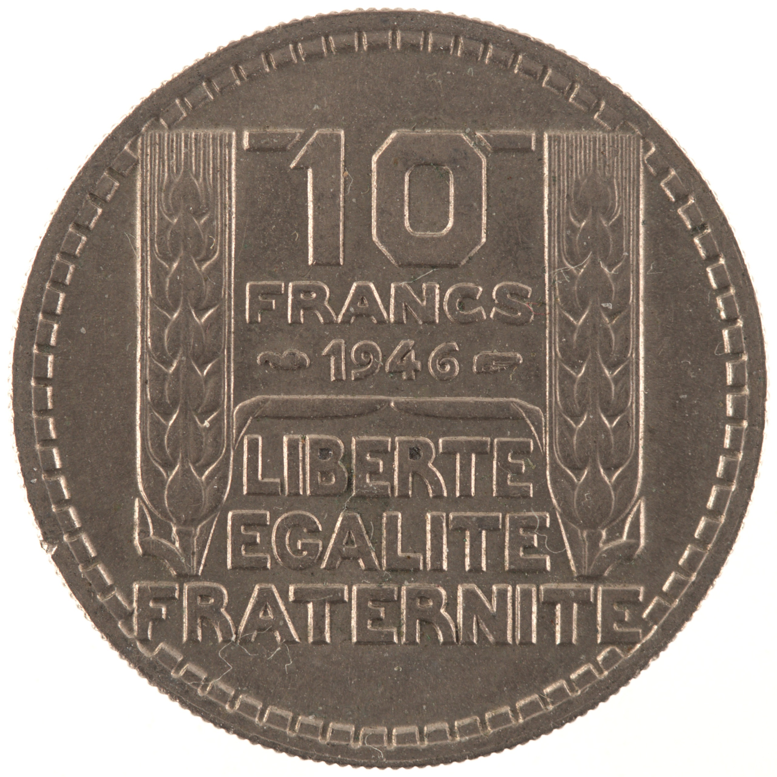 France - Pièce 10 Francs 1946 cupro-nickel - Turin, grosse tête, rameaux courts