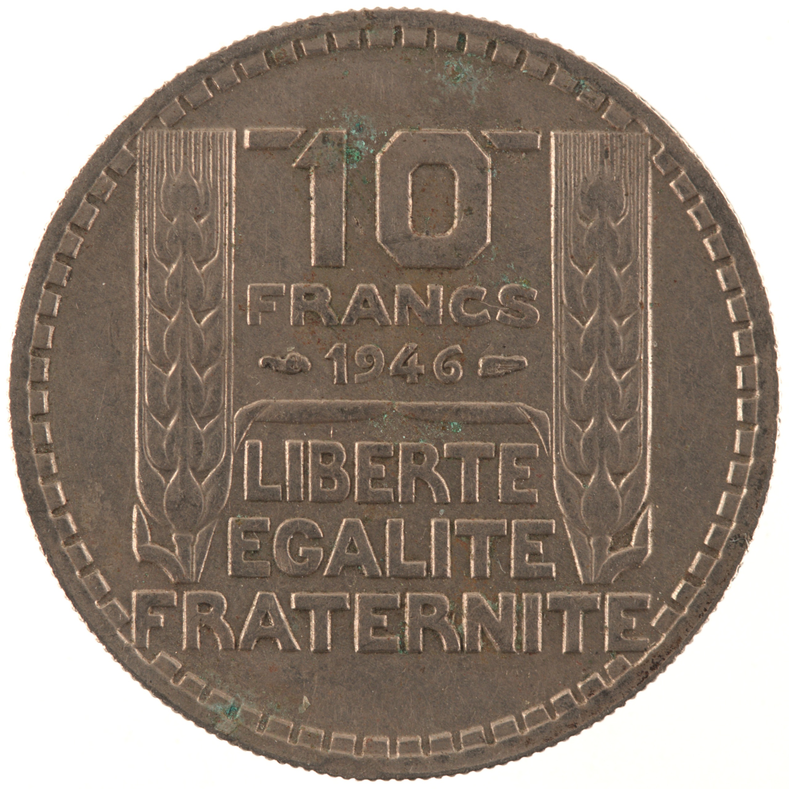 France - Pièce 10 Francs 1946 cupro-nickel - Turin, grosse tête, rameaux courts