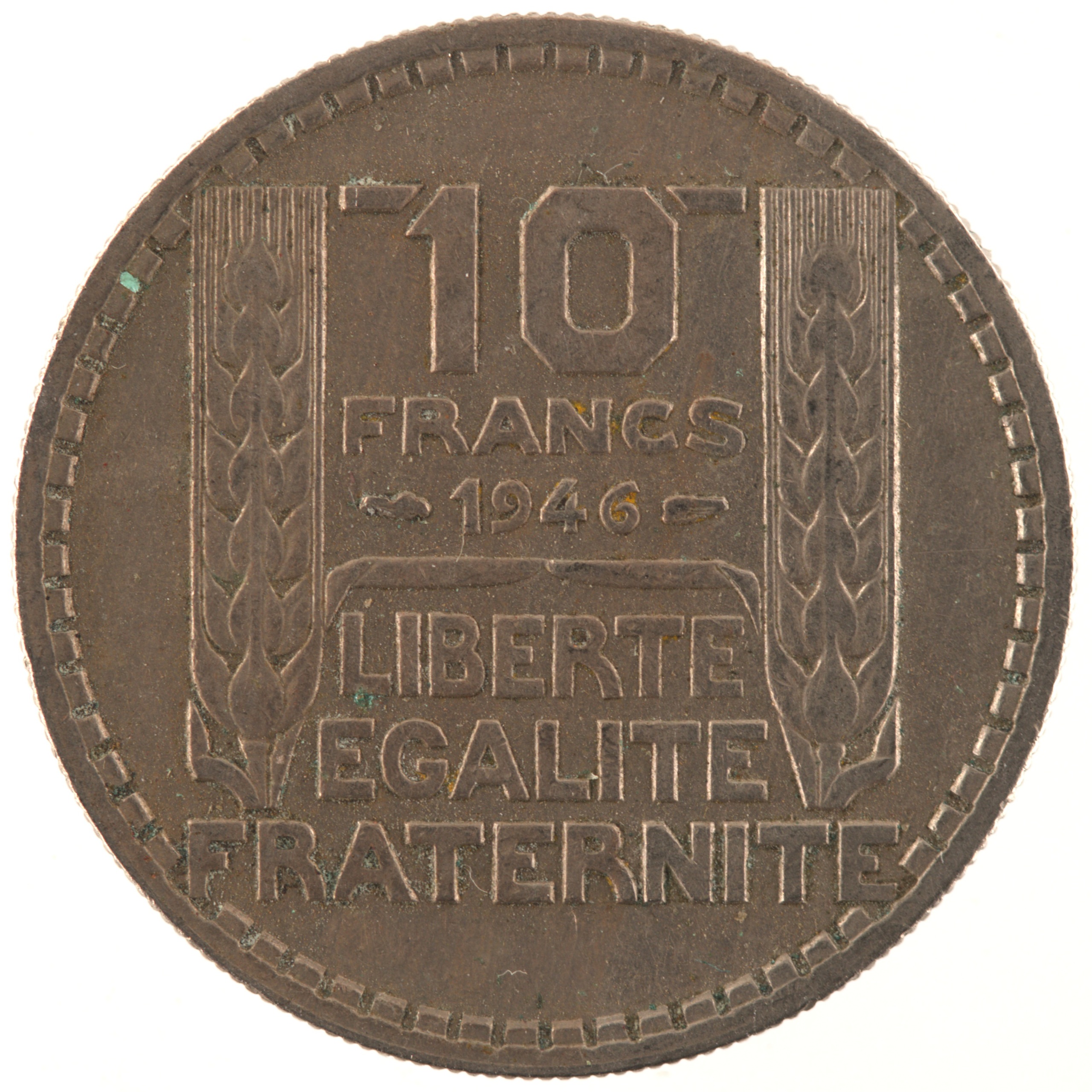 France - Pièce 10 Francs 1946 cupro-nickel - Turin, grosse tête, rameaux courts