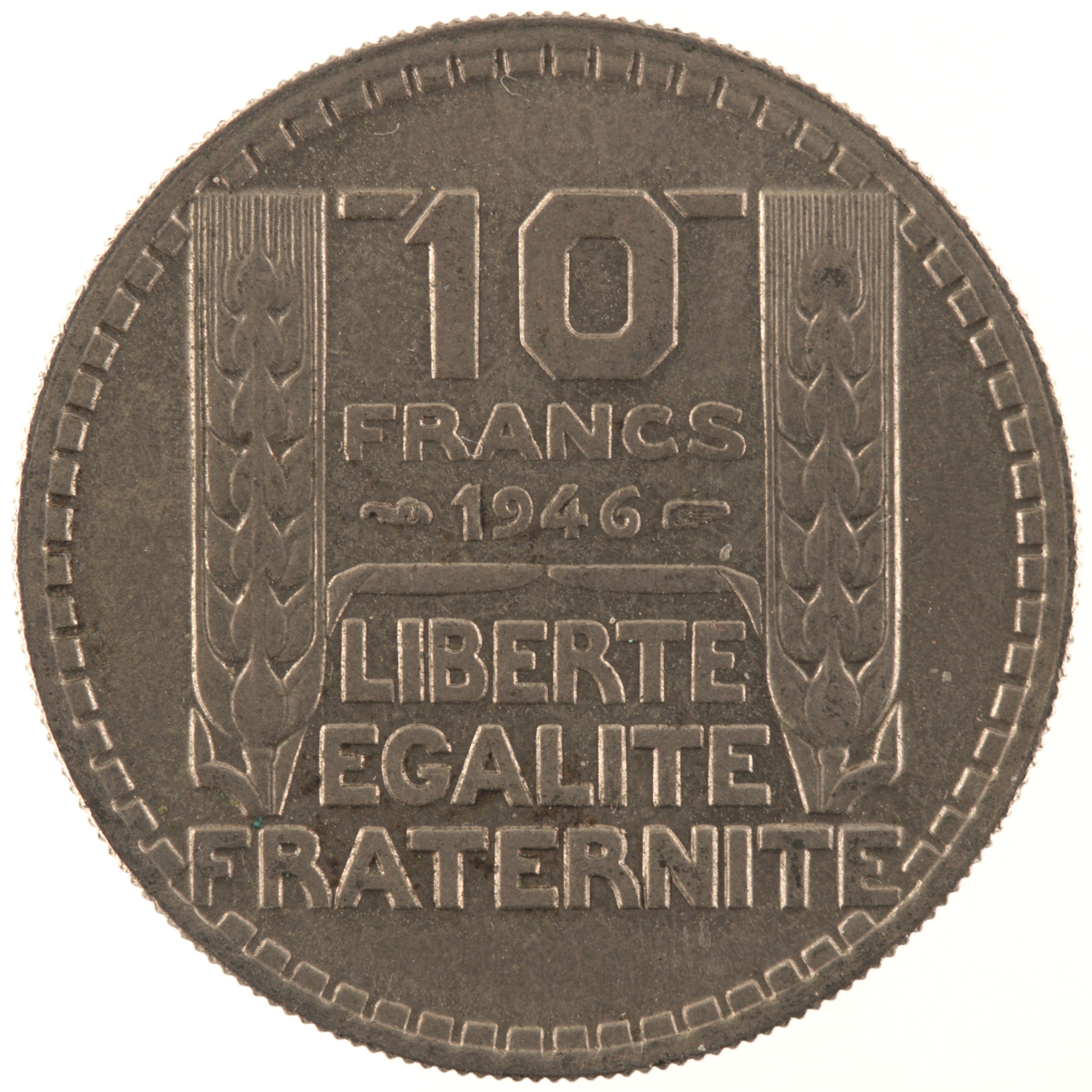 France - Pièce 10 Francs 1946 cupro-nickel - Turin, grosse tête, rameaux courts