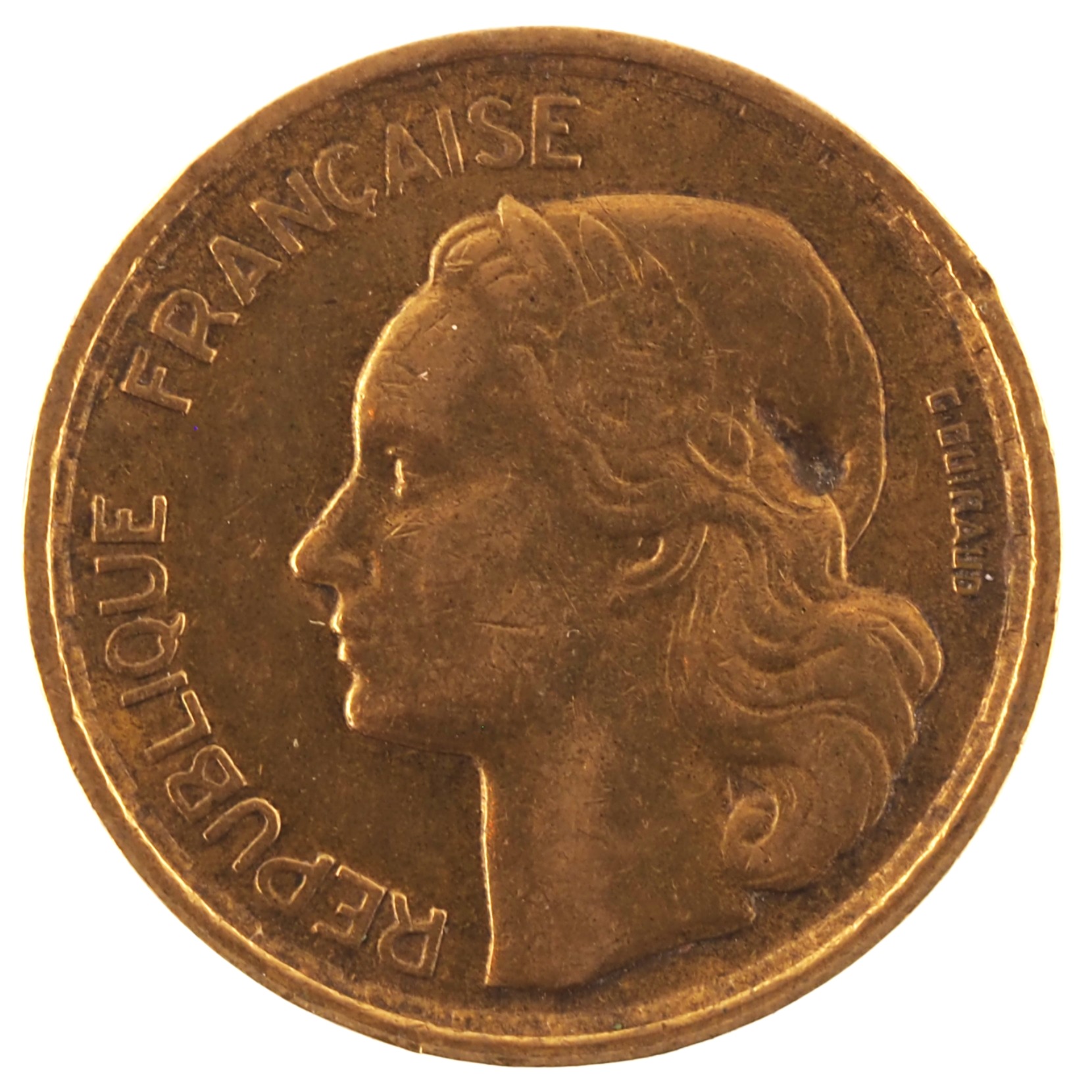 France - Pièce 10 Francs 1954 B bronze-aluminium - Guiraud – Image 2