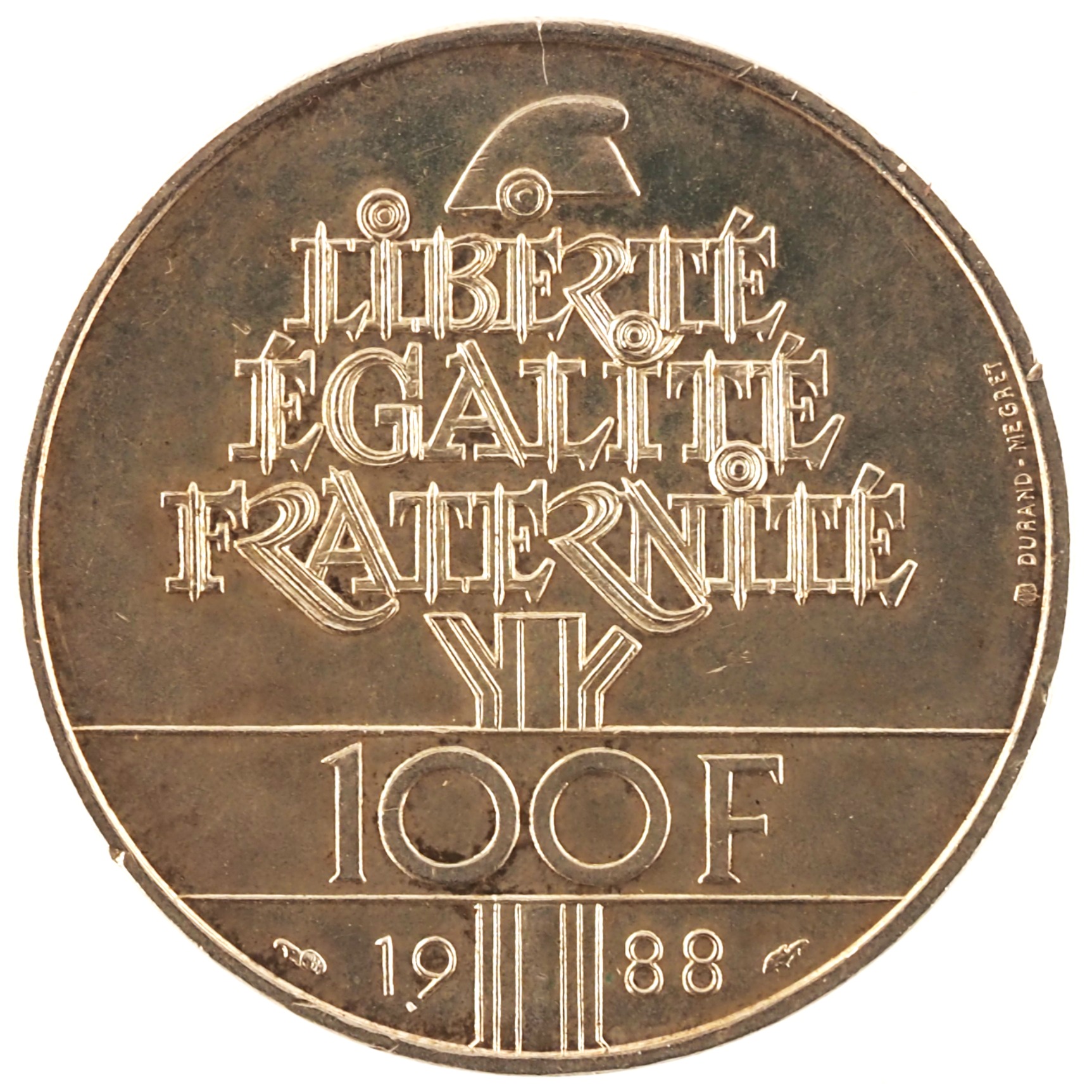 France - Pièce 100 Francs 1988 argent - Fraternité – Image 2