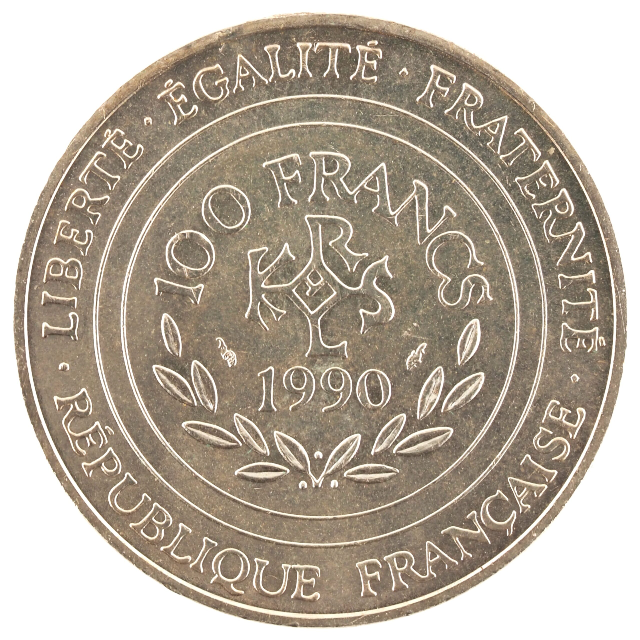 France - Pièce 100 Francs 1990 argent - Charlemagne – Image 2