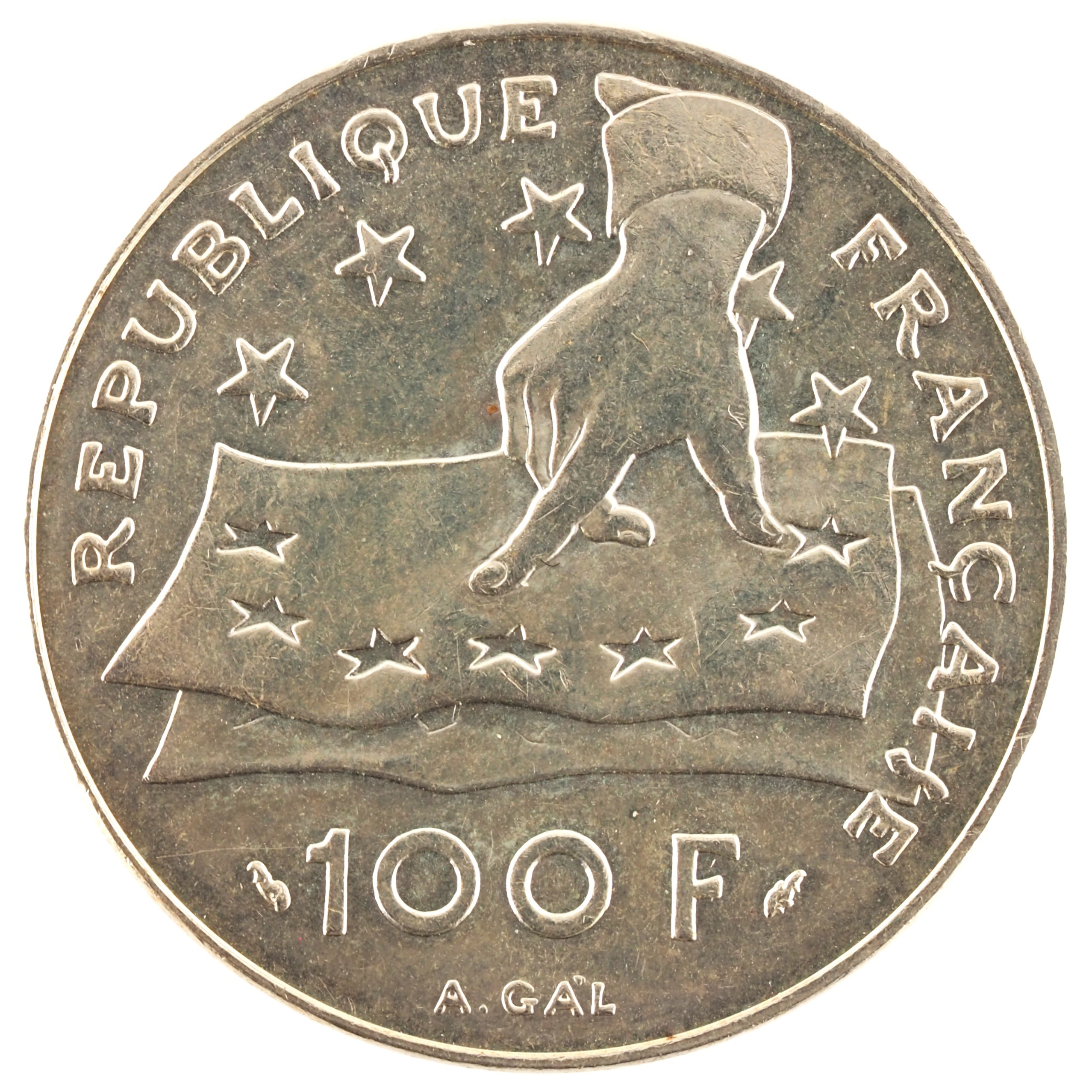 France - Pièce 100 Francs 1991 argent - René Descartes – Image 2
