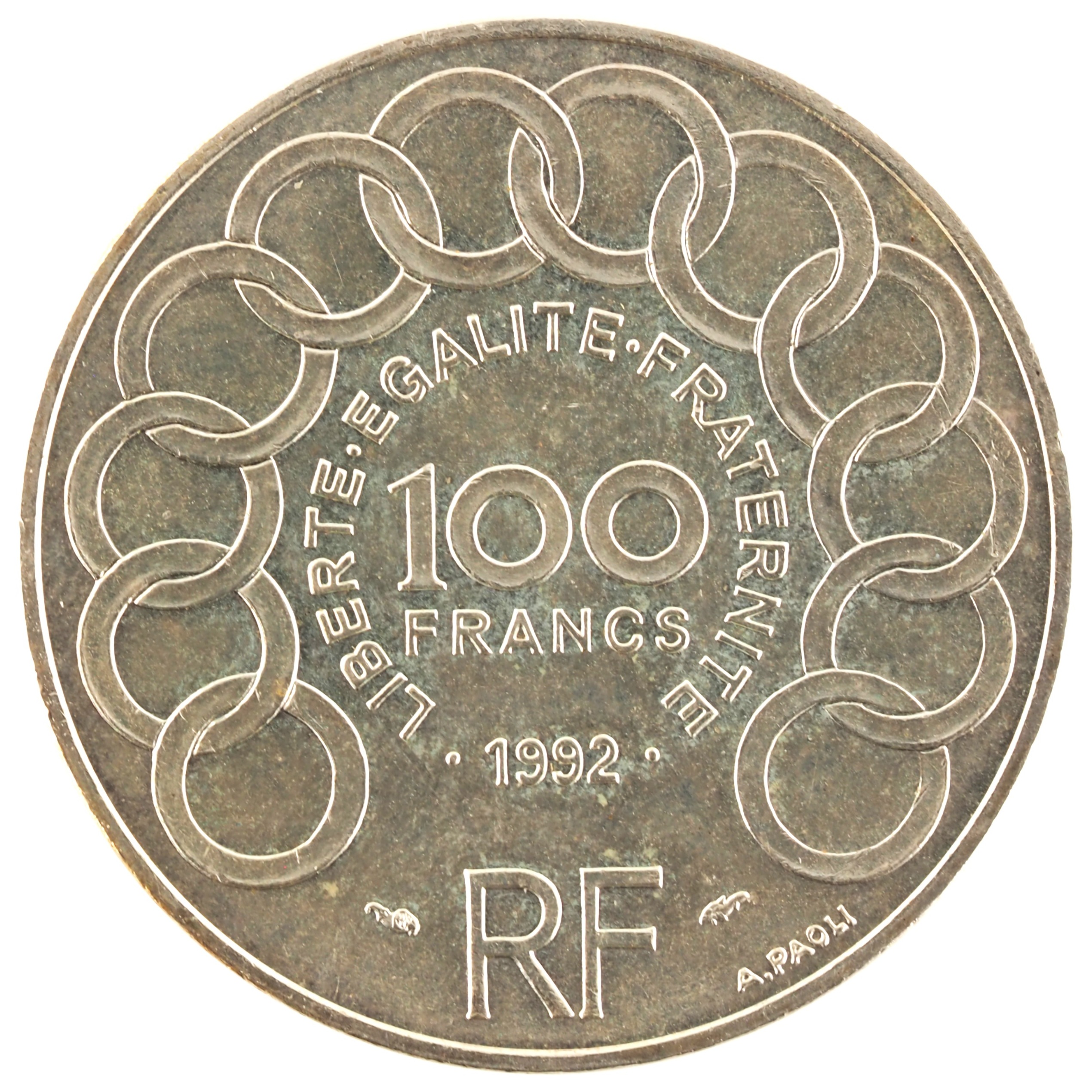 France - Pièce 100 Francs 1992 argent - Jean Monnet – Image 2