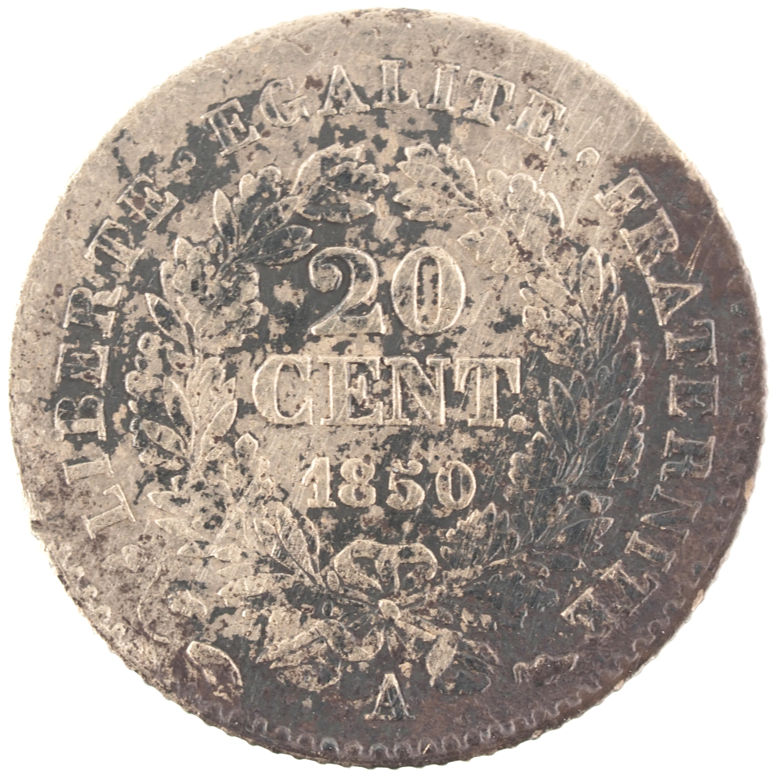 France - Pièce 20 Centimes 1850 A argent - Cérès (oreille de levrette basse)