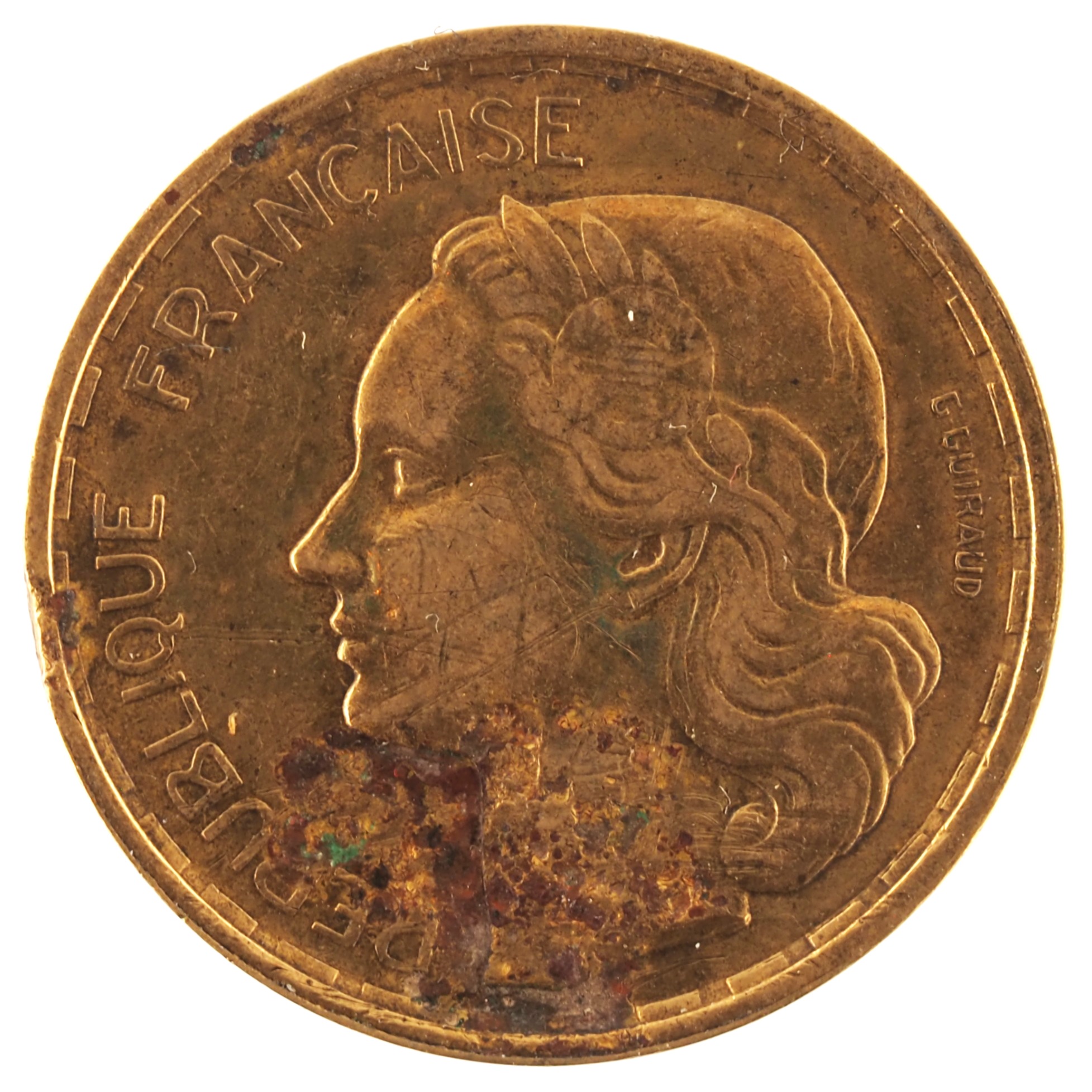 France - Pièce 20 Francs 1950 B bronze-aluminium - G. Guiraud (queue à quatre faucilles) – Image 2
