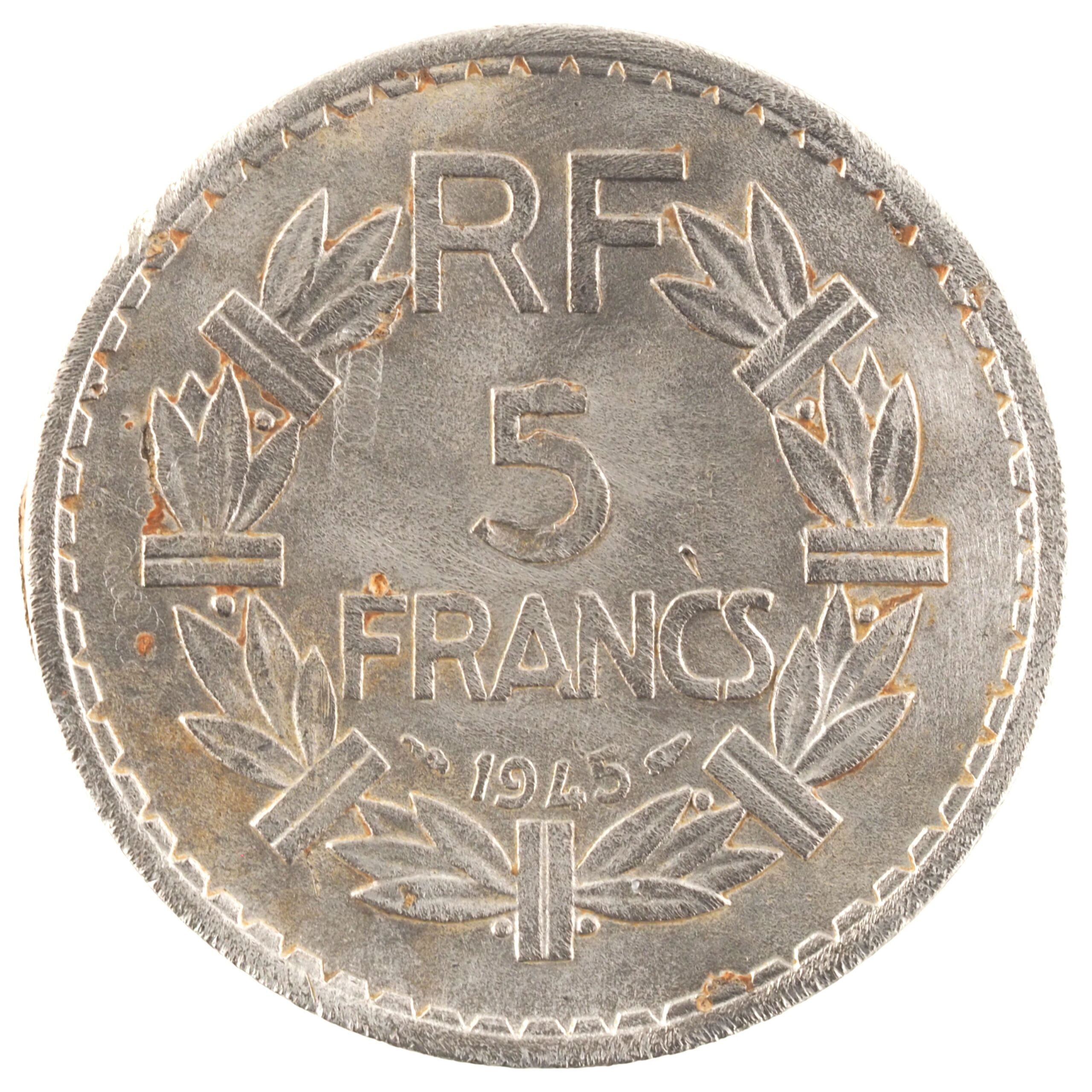 France - Pièce 5 Francs 1945 aluminium - Lavrillier (9 ouvert)