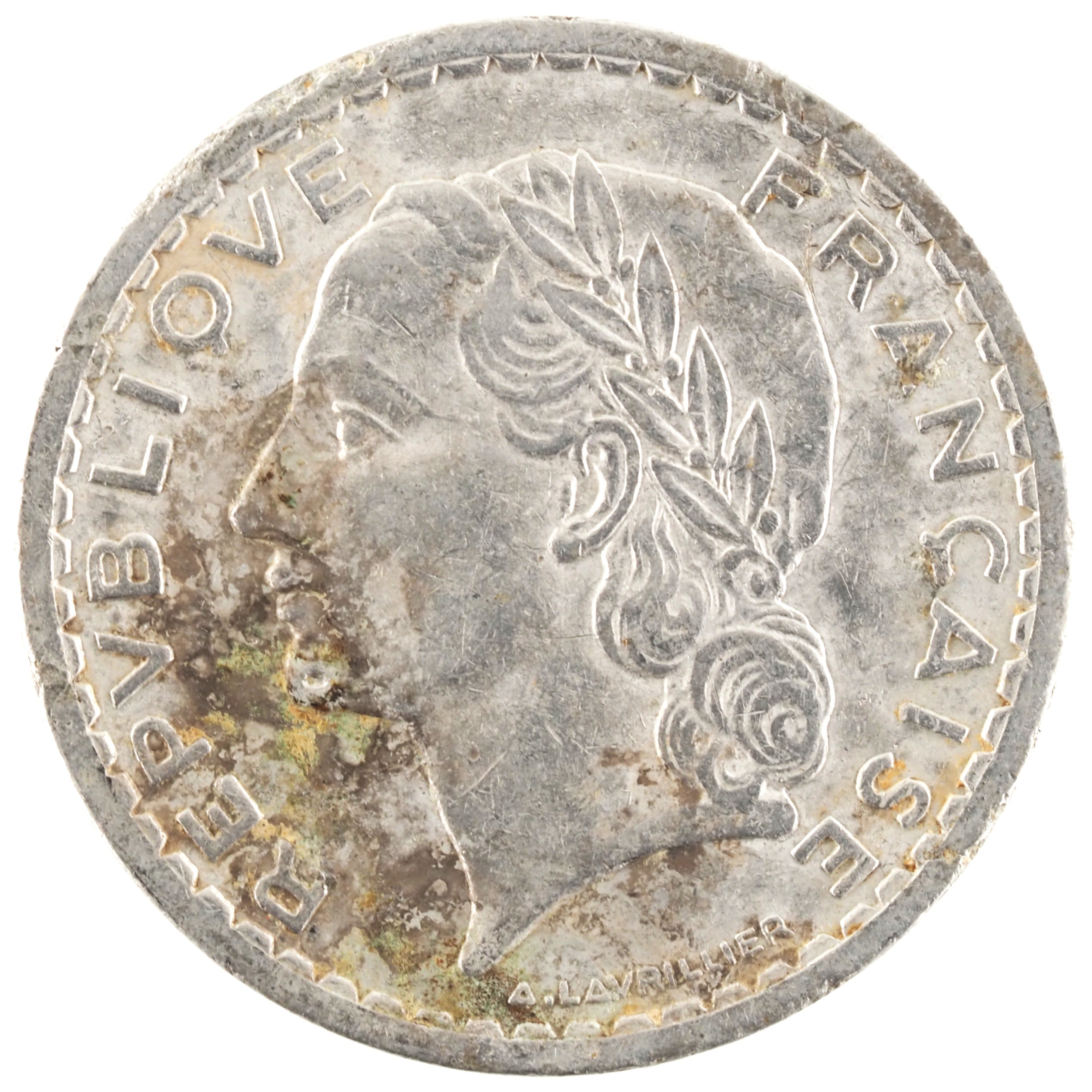 France - Pièce 5 Francs 1947 aluminium - Lavrillier (9 ouvert) – Image 2