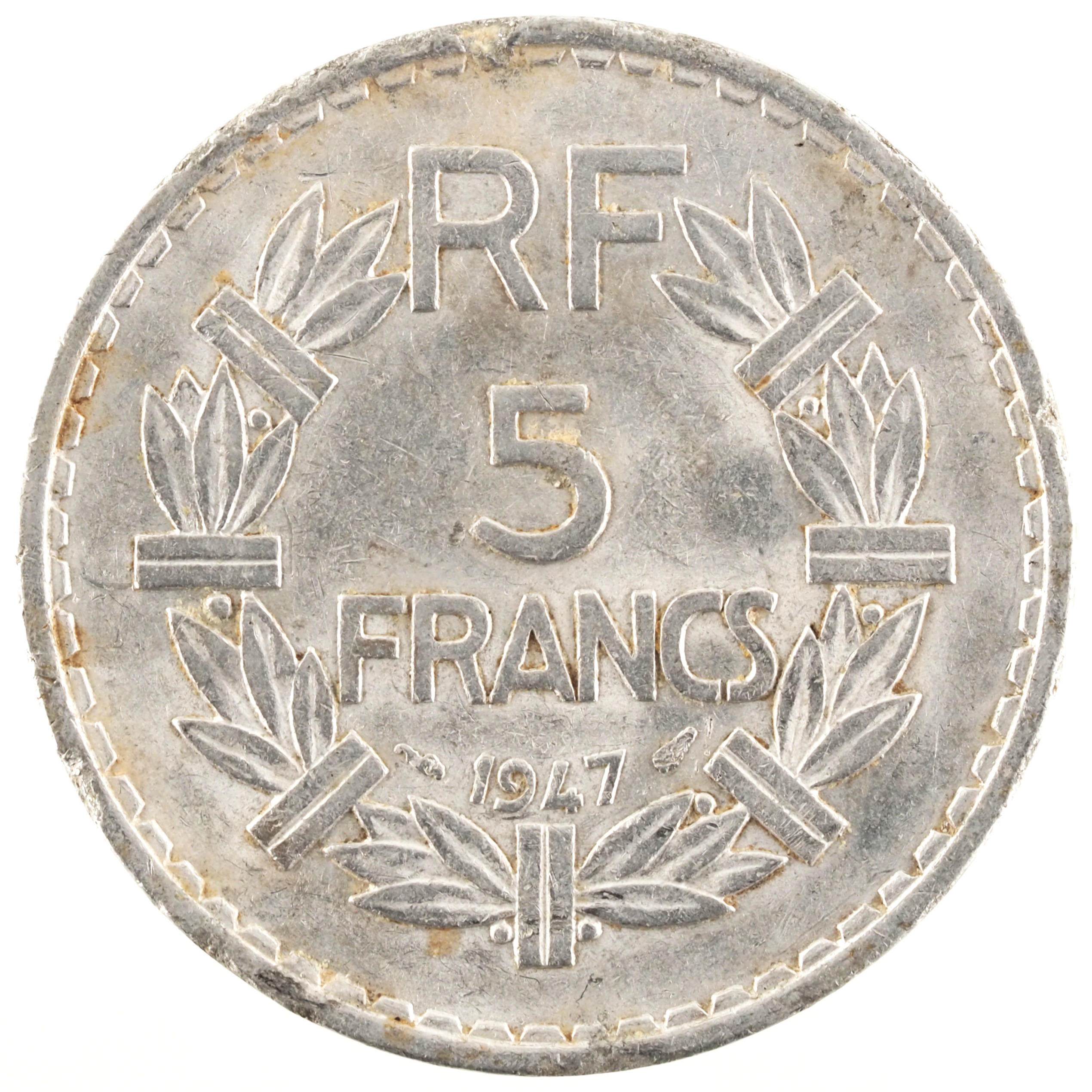 France - Pièce 5 Francs 1947 aluminium - Lavrillier (9 ouvert)