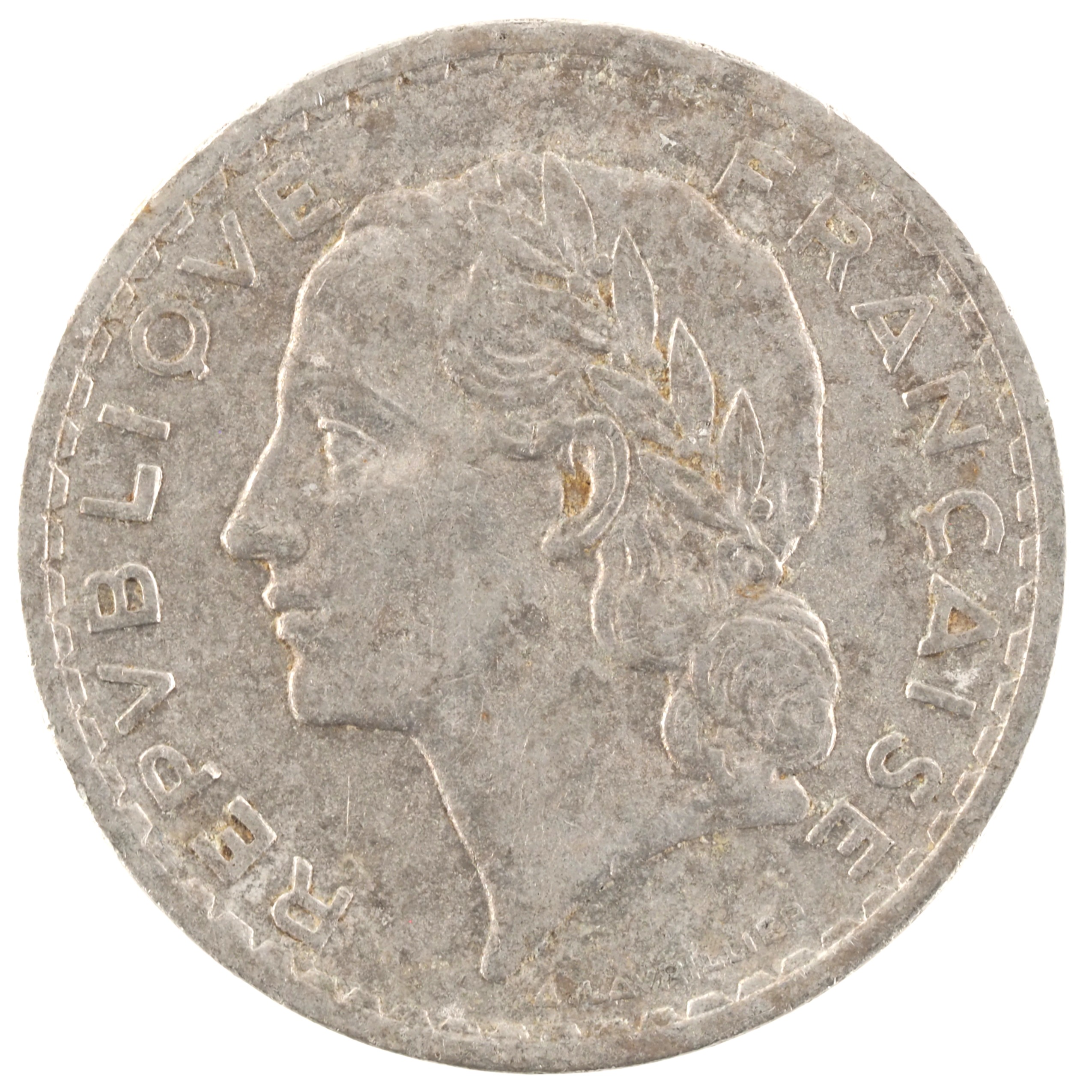 France - Pièce 5 Francs 1949 aluminium - Lavrillier (9 fermé) – Image 2