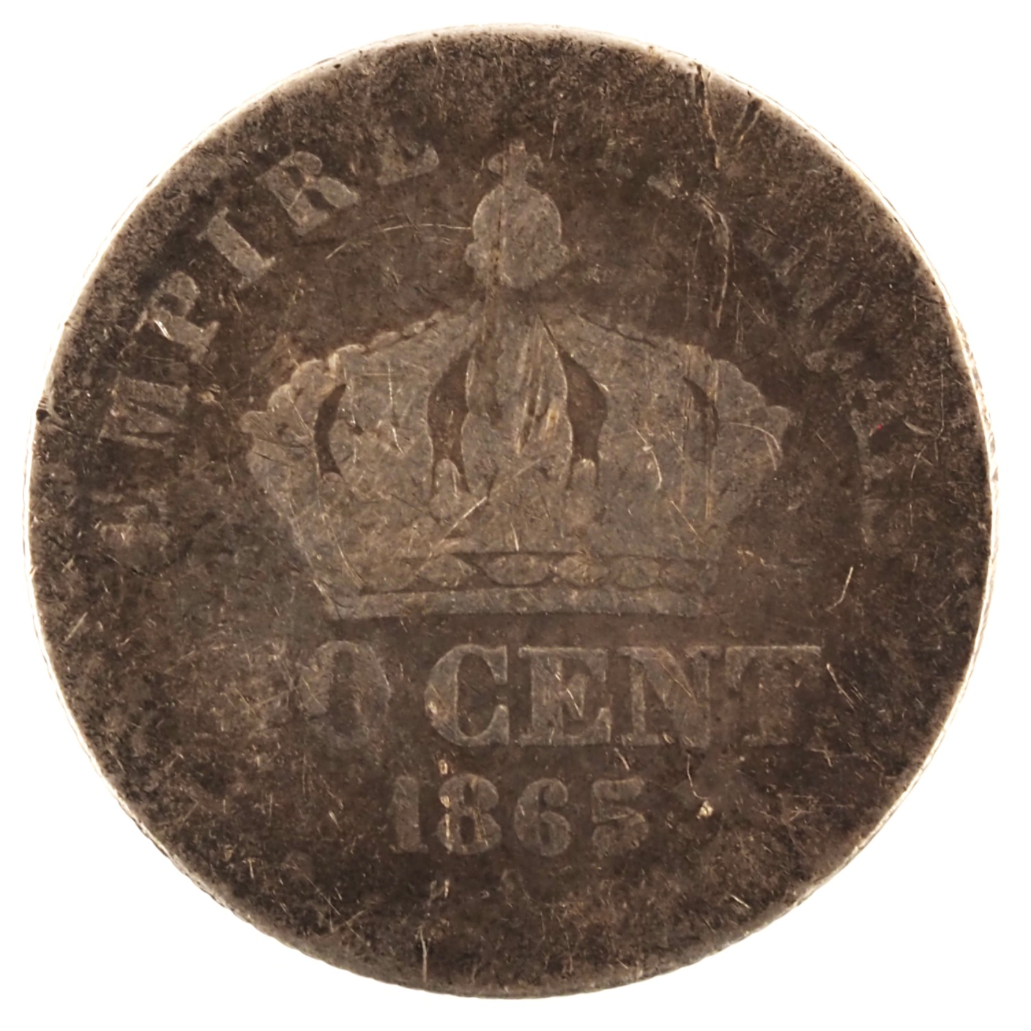 France - Pièce 50 Centimes 1865 A argent - Napoléon III, tête laurée