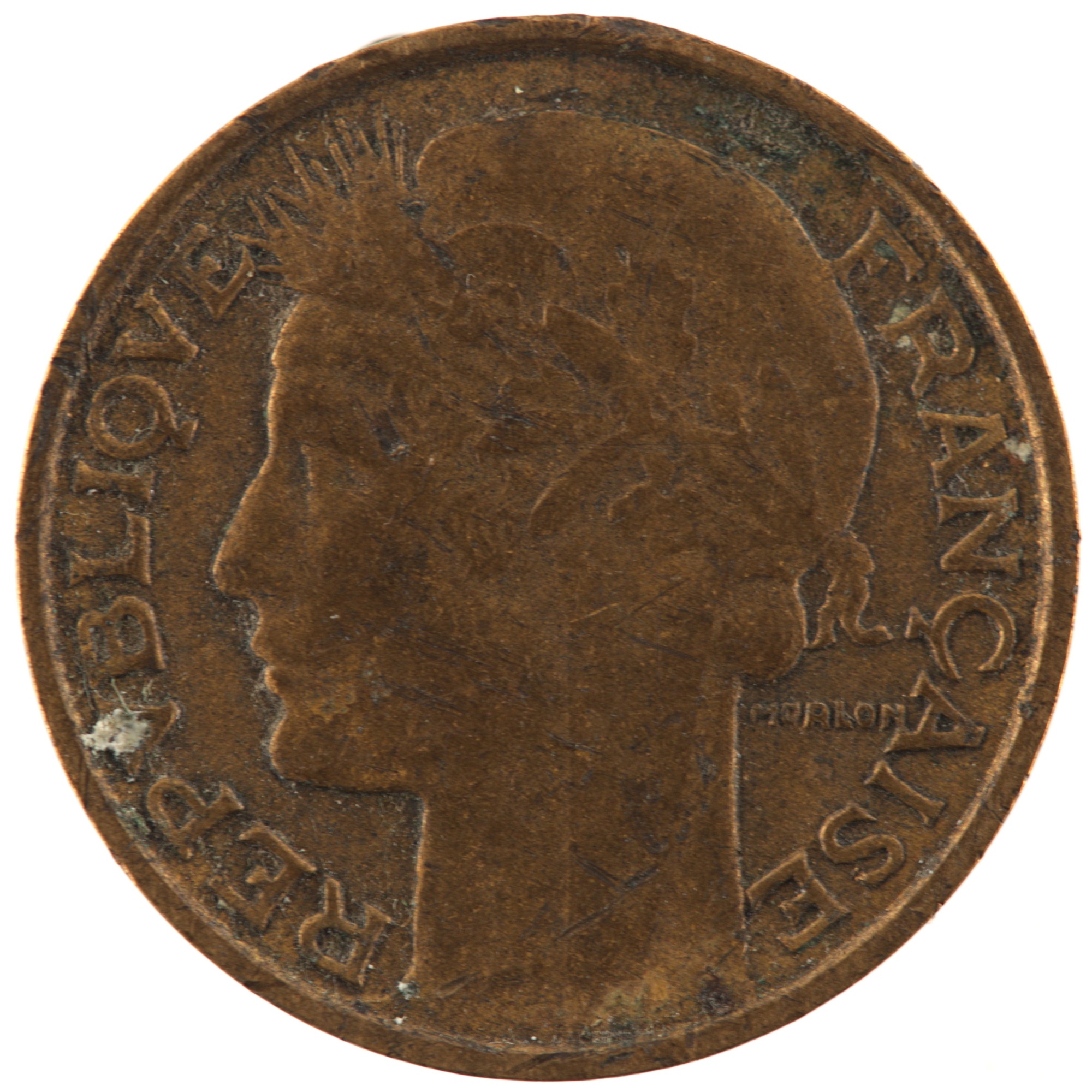 France - Pièce 50 Centimes 1932 bronze-aluminium - Morlon (9 et 2 ouverts, avec raisin) – Image 2