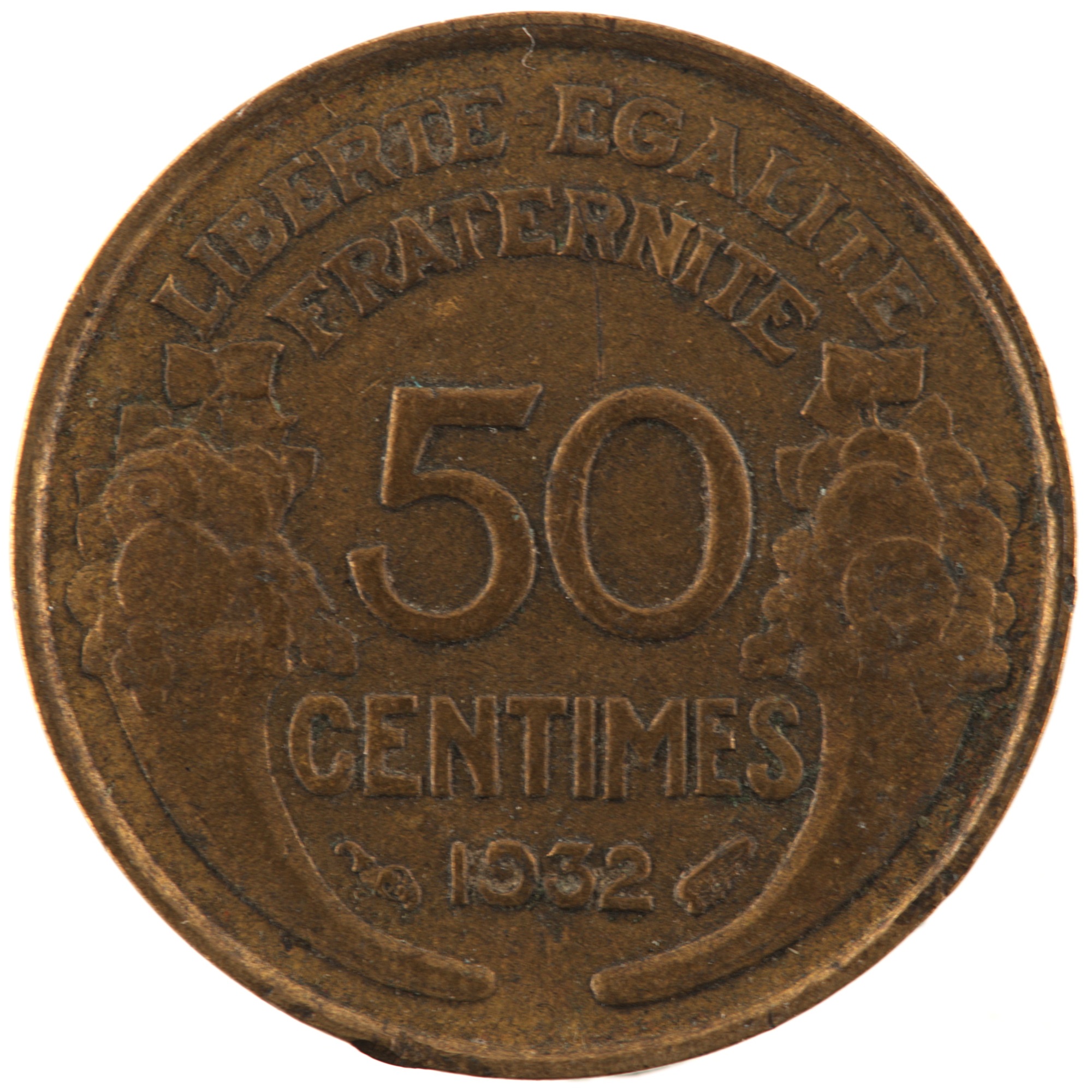 France - Pièce 50 Centimes 1932 bronze-aluminium - Morlon (9 et 2 ouverts, avec raisin)