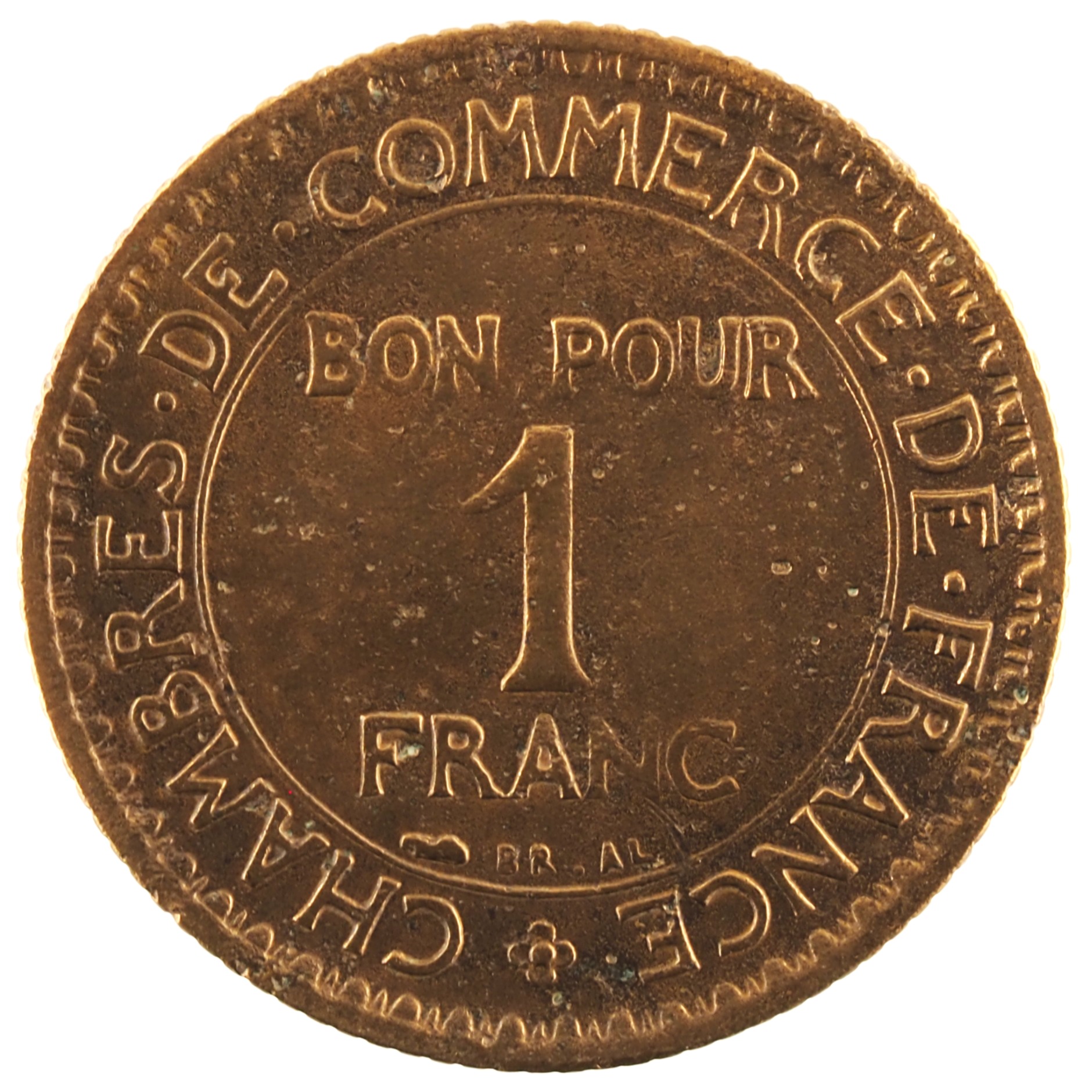 France - Pièce Bon pour 1 Franc 1921 bronze-aluminium - Chambres de Commerce – Image 2