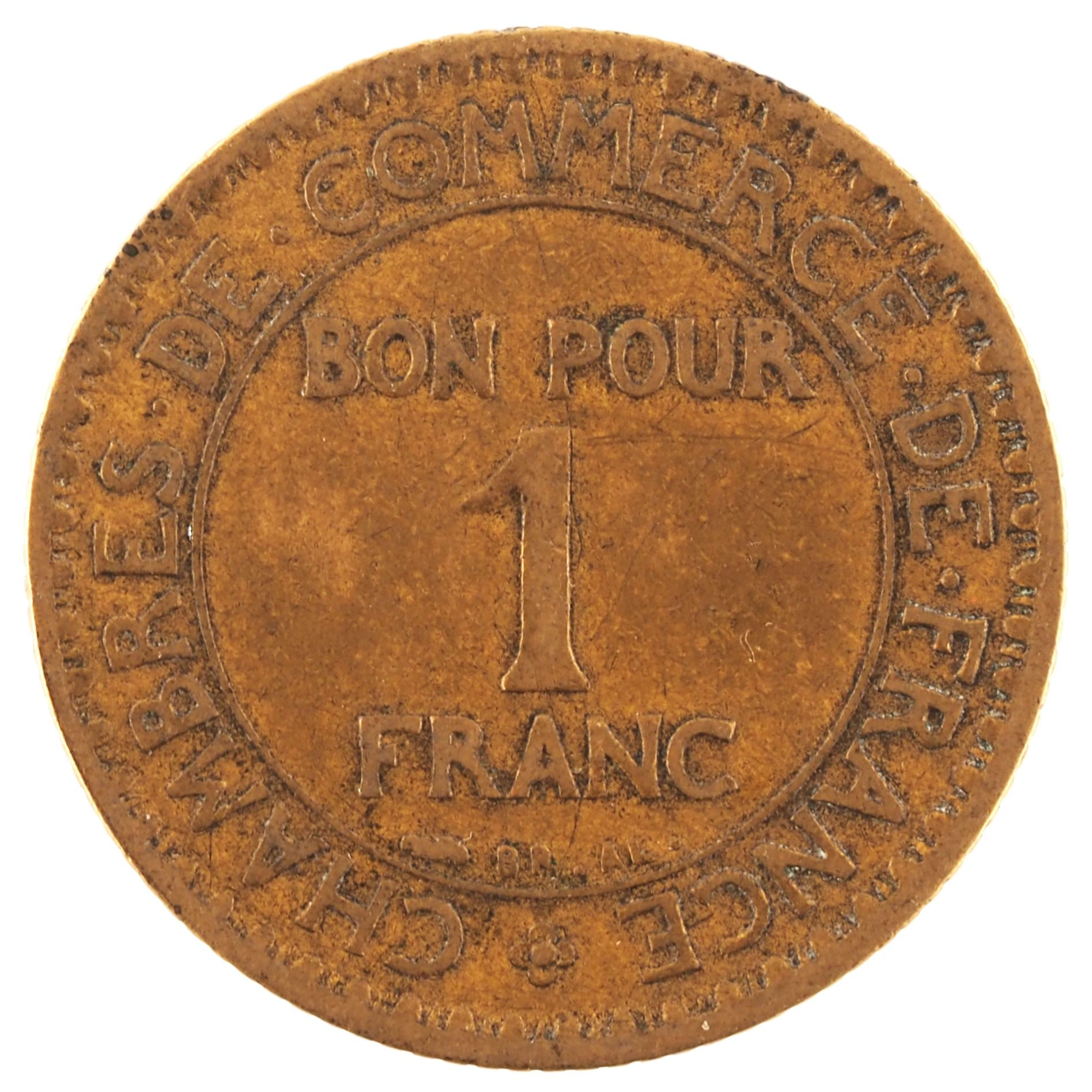 France - Pièce Bon pour 1 Franc 1921 bronze-aluminium - Chambres de Commerce – Image 2