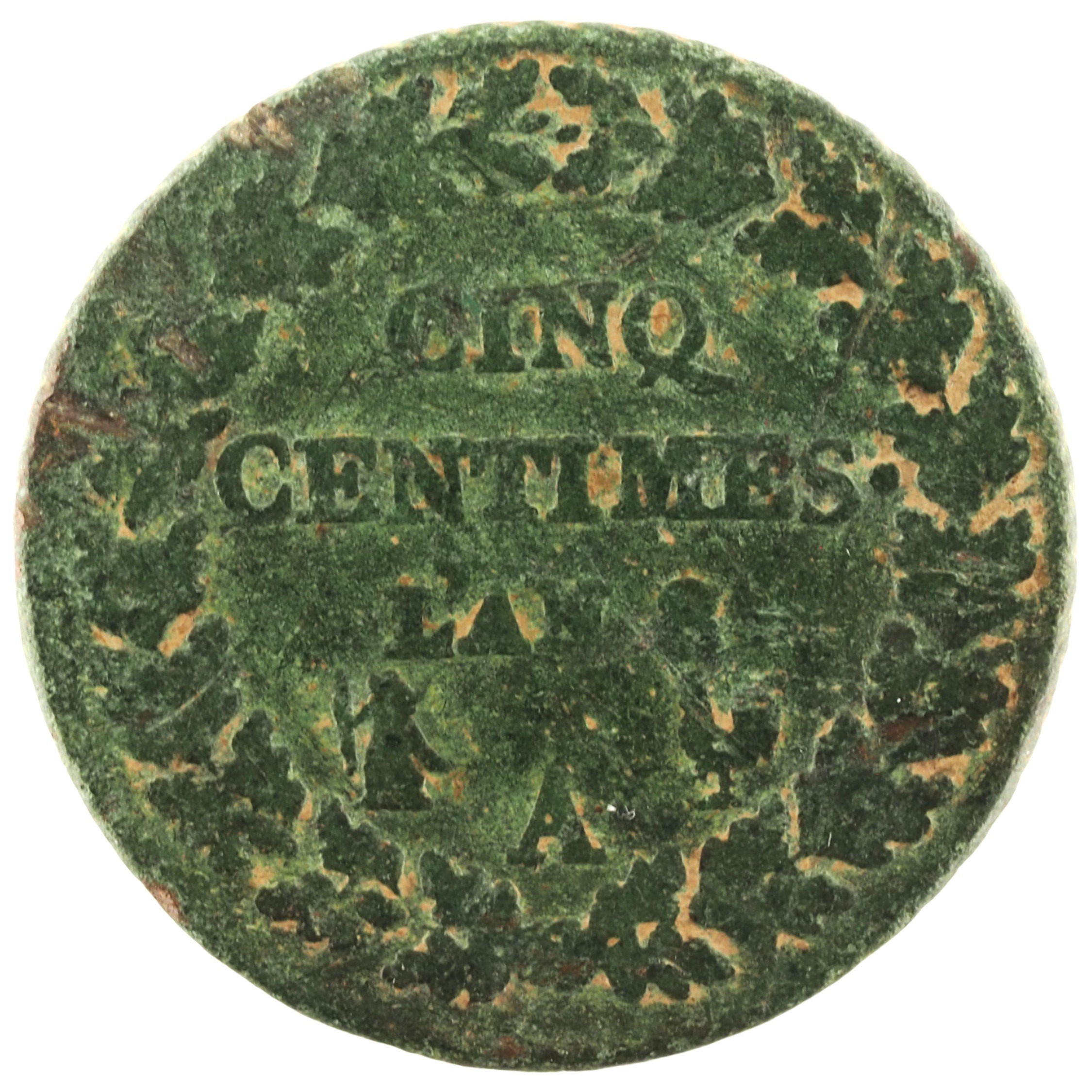 France - Pièce Cinq Centimes An 8 (regravé sur 5) A cuivre - Dupré, grand module