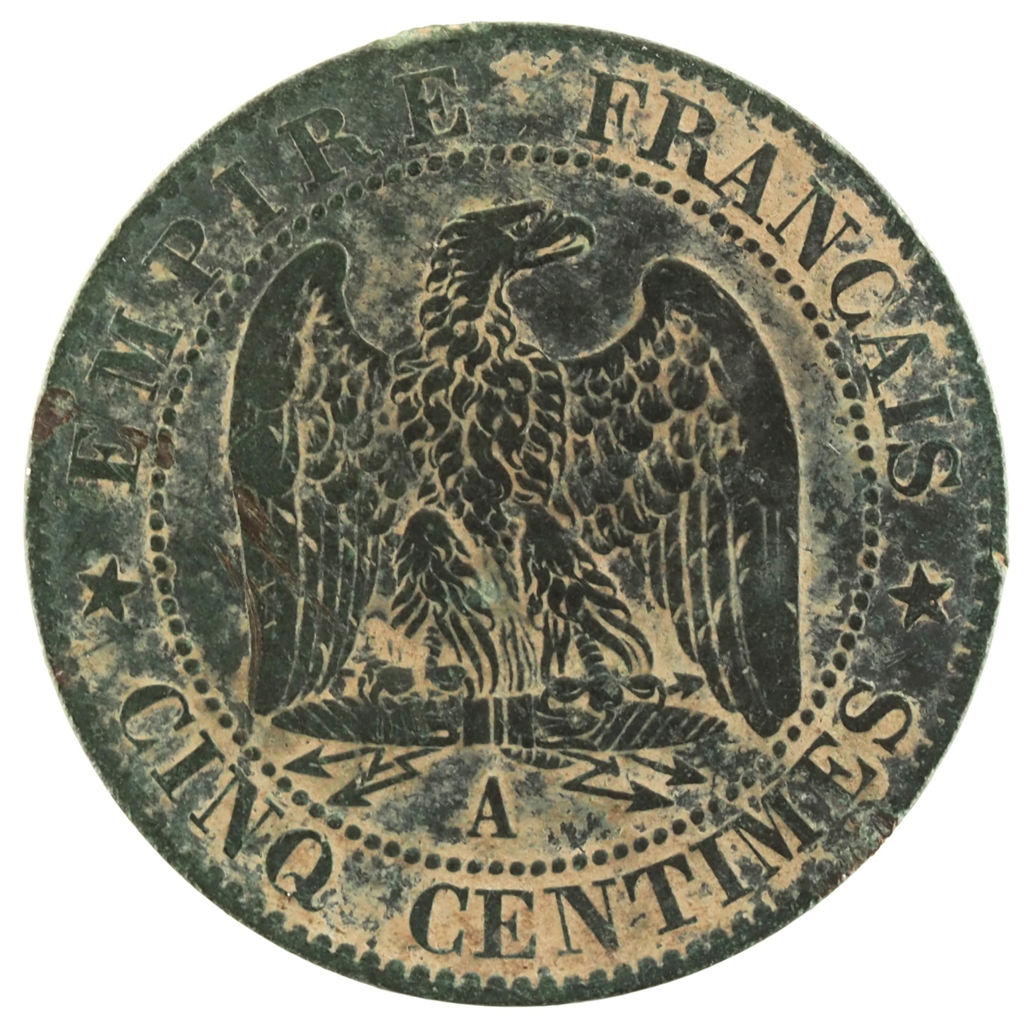 France - Pièce Cinq Centimes 1854 A bronze - Napoléon III, tête nue – Image 2