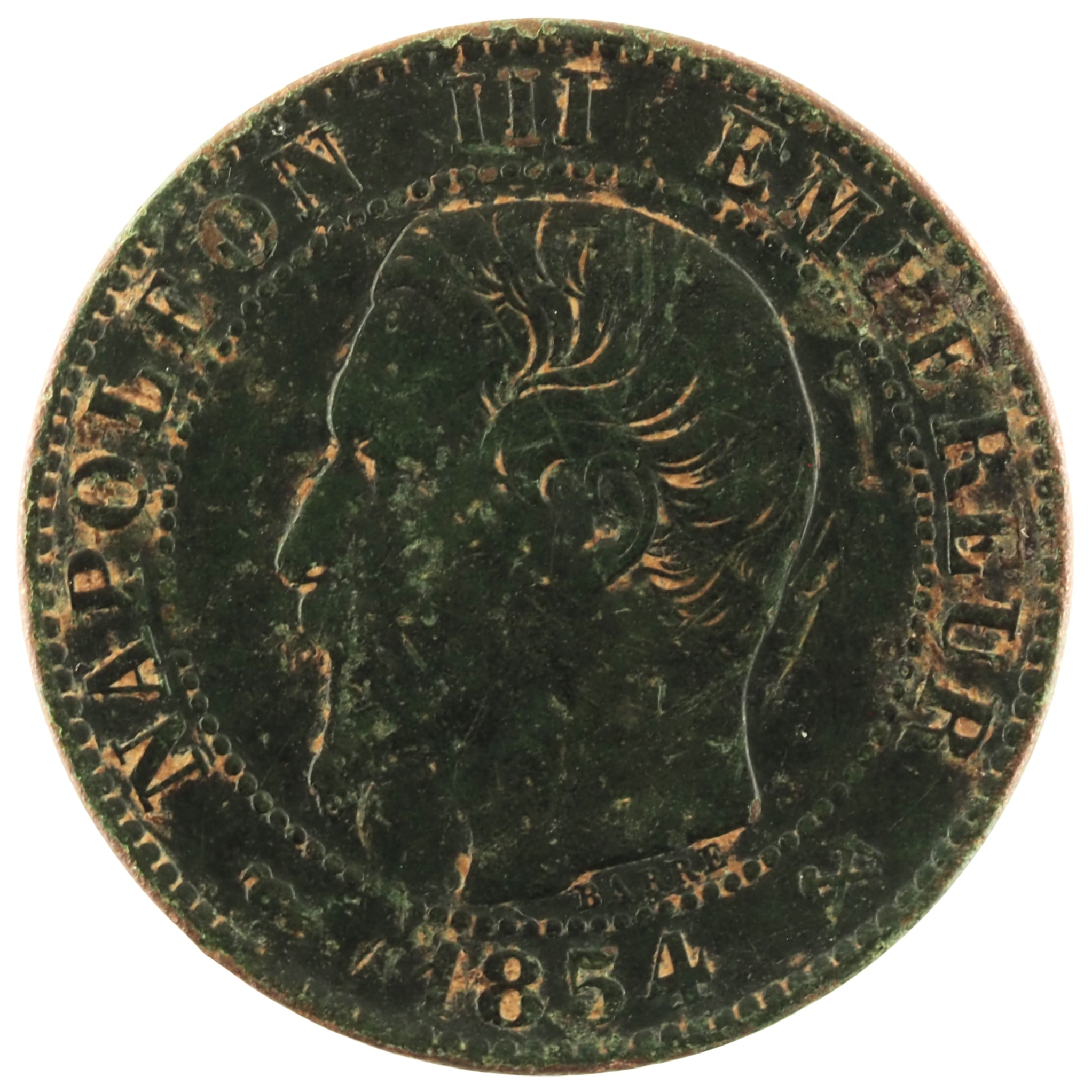 France - Pièce Cinq Centimes 1854 B bronze - Napoléon III, tête nue