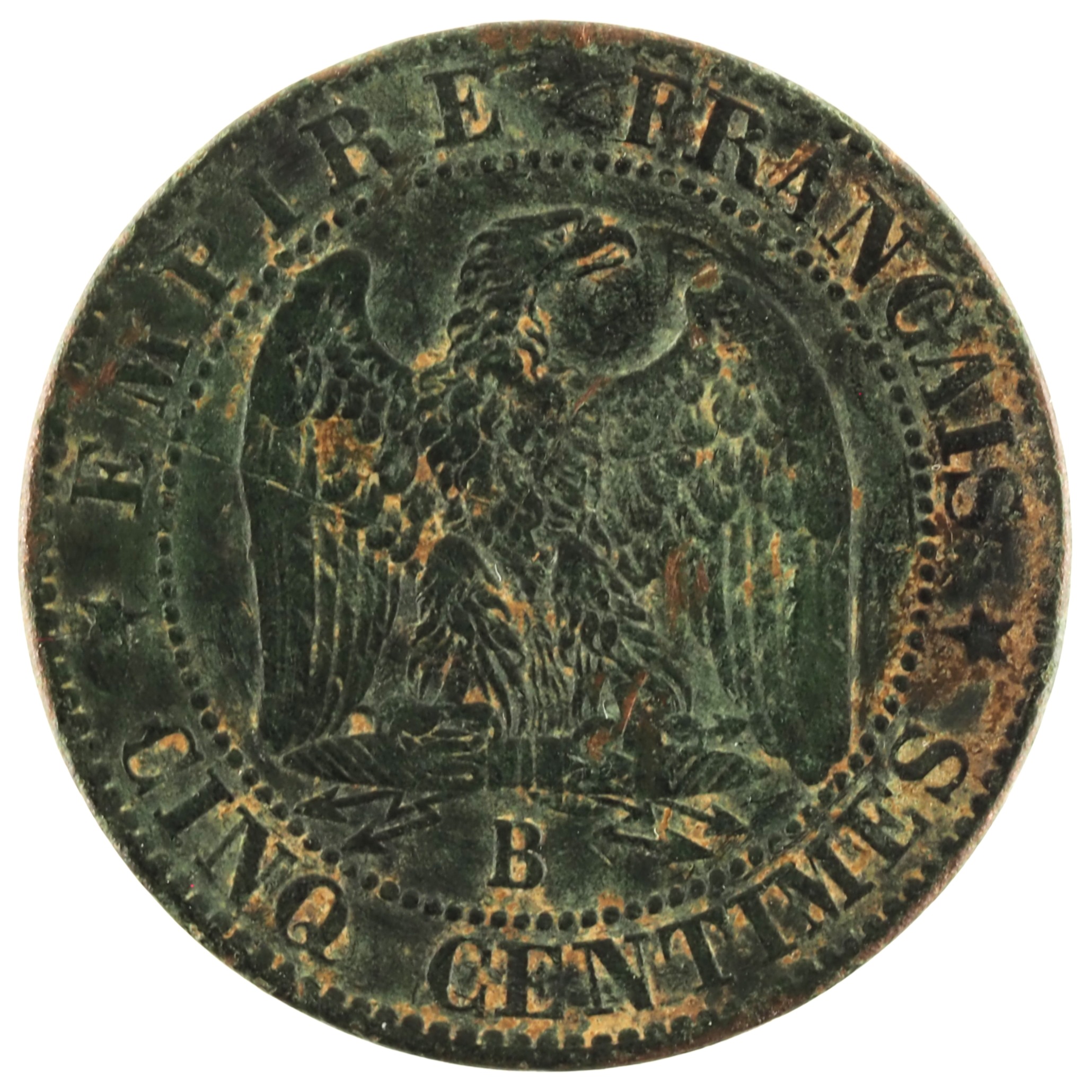 France - Pièce Cinq Centimes 1856 B bronze - Napoléon III, tête nue – Image 2