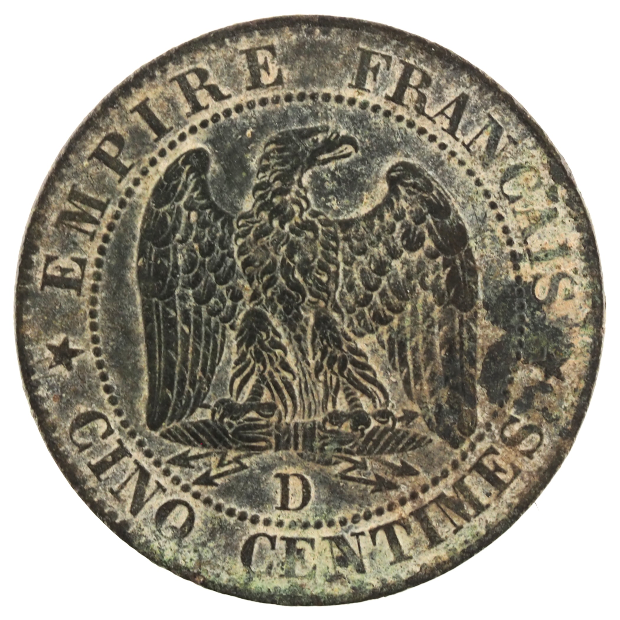 France - Pièce Cinq Centimes 1856 D bronze - Napoléon III, tête nue – Image 2