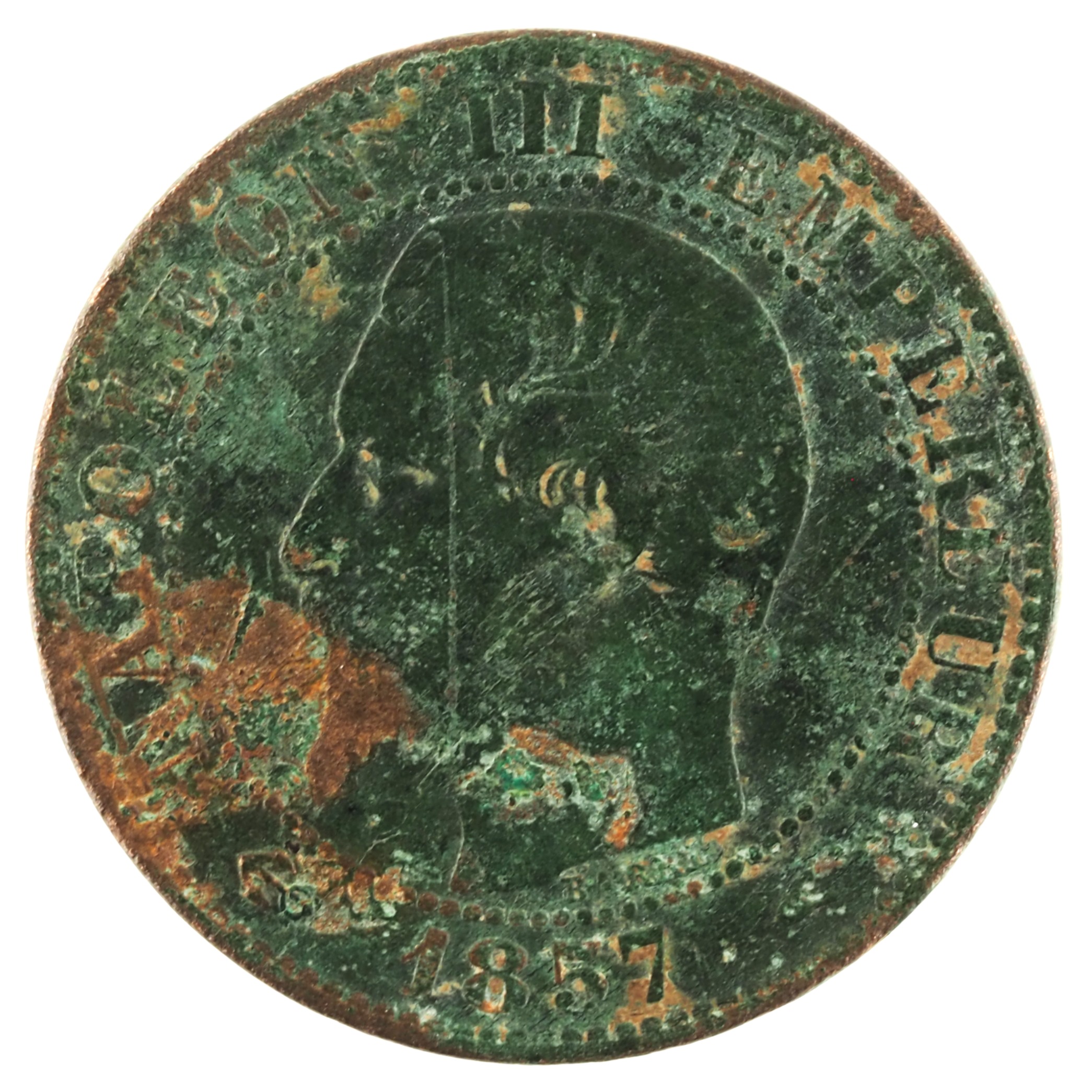 France - Pièce Cinq Centimes 1857 A bronze - Napoléon III, tête nue