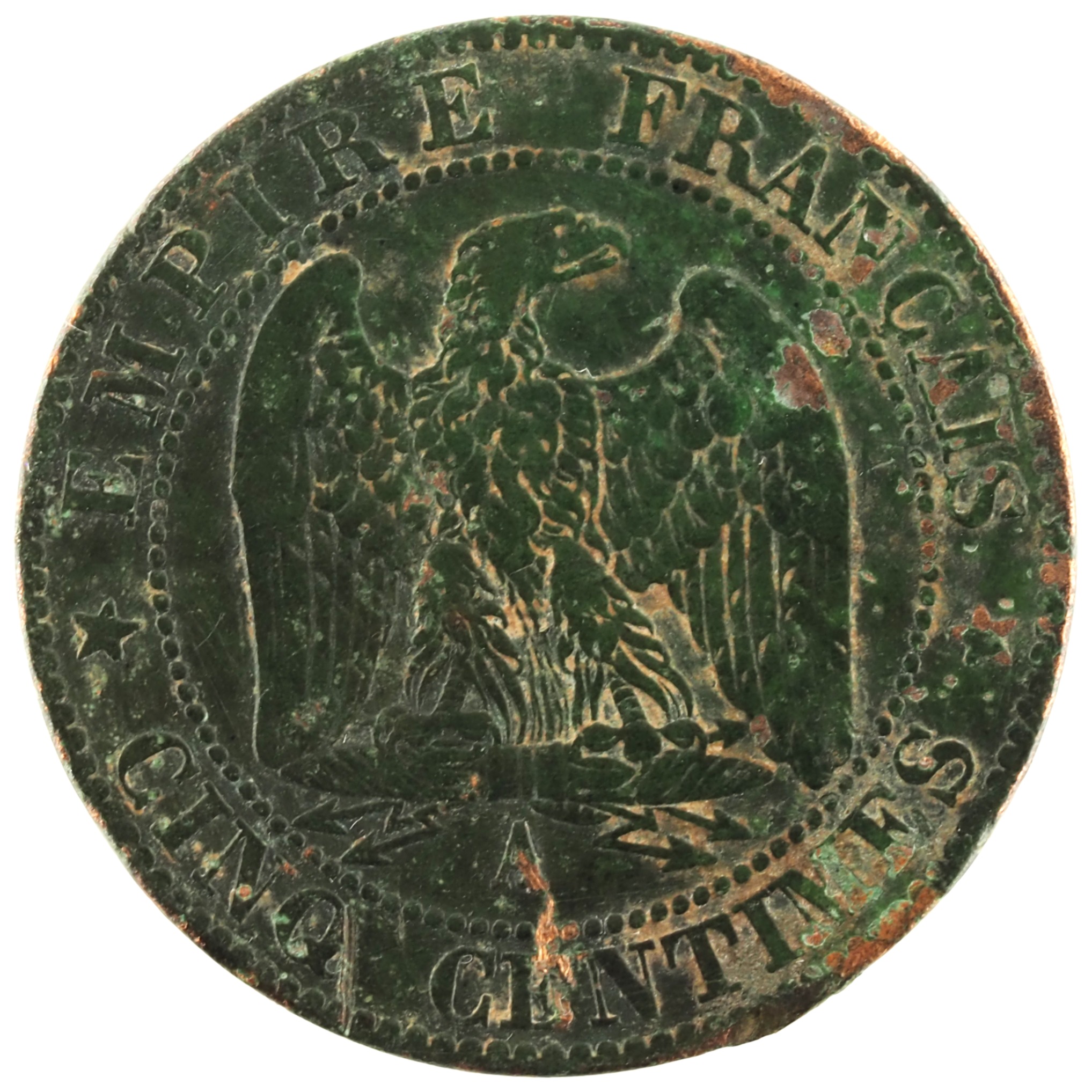 France - Pièce Cinq Centimes 1861 A bronze - Napoléon III, tête laurée – Image 2