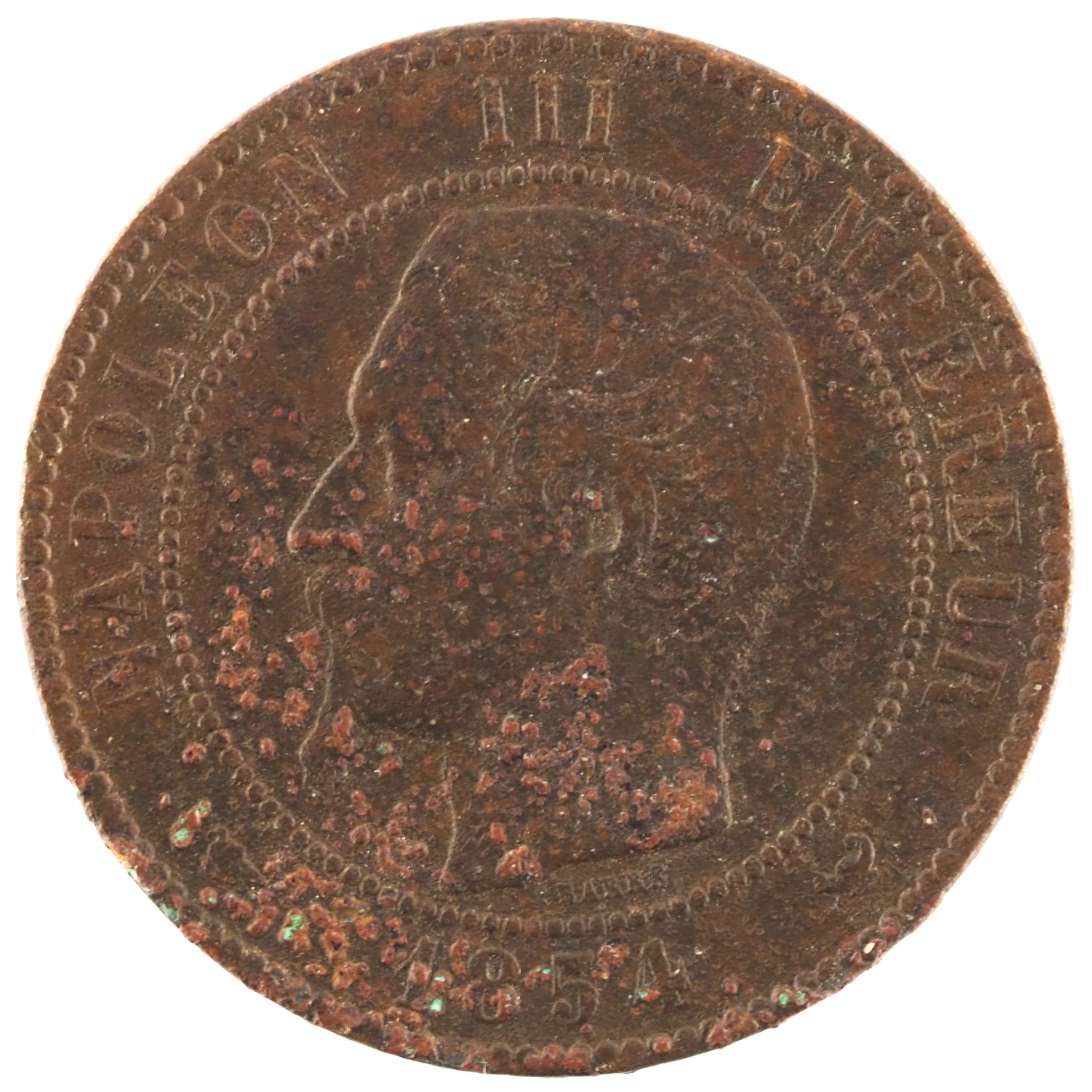 France - Pièce Dix Centimes 1854 W bronze - Napoléon III, tête nue