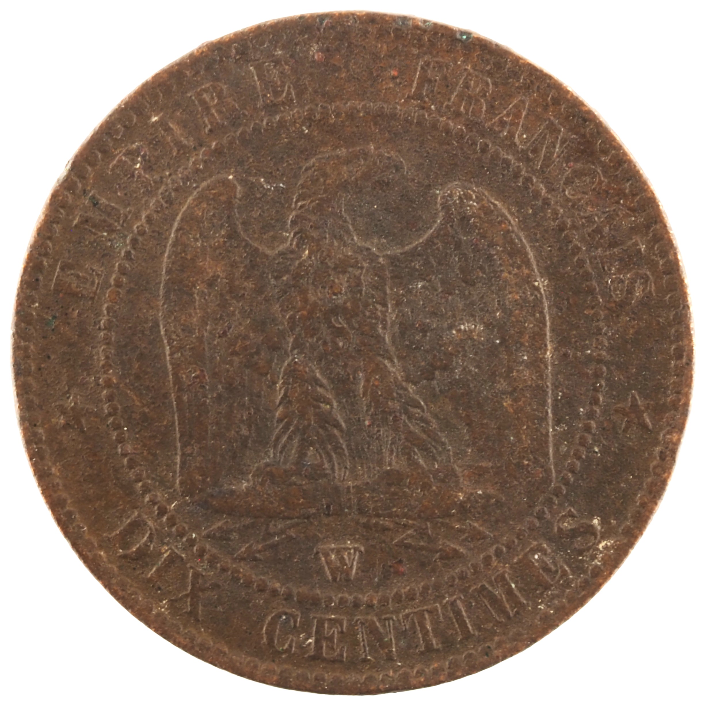 France - Pièce Dix Centimes 1854 W bronze - Napoléon III, tête nue – Image 2