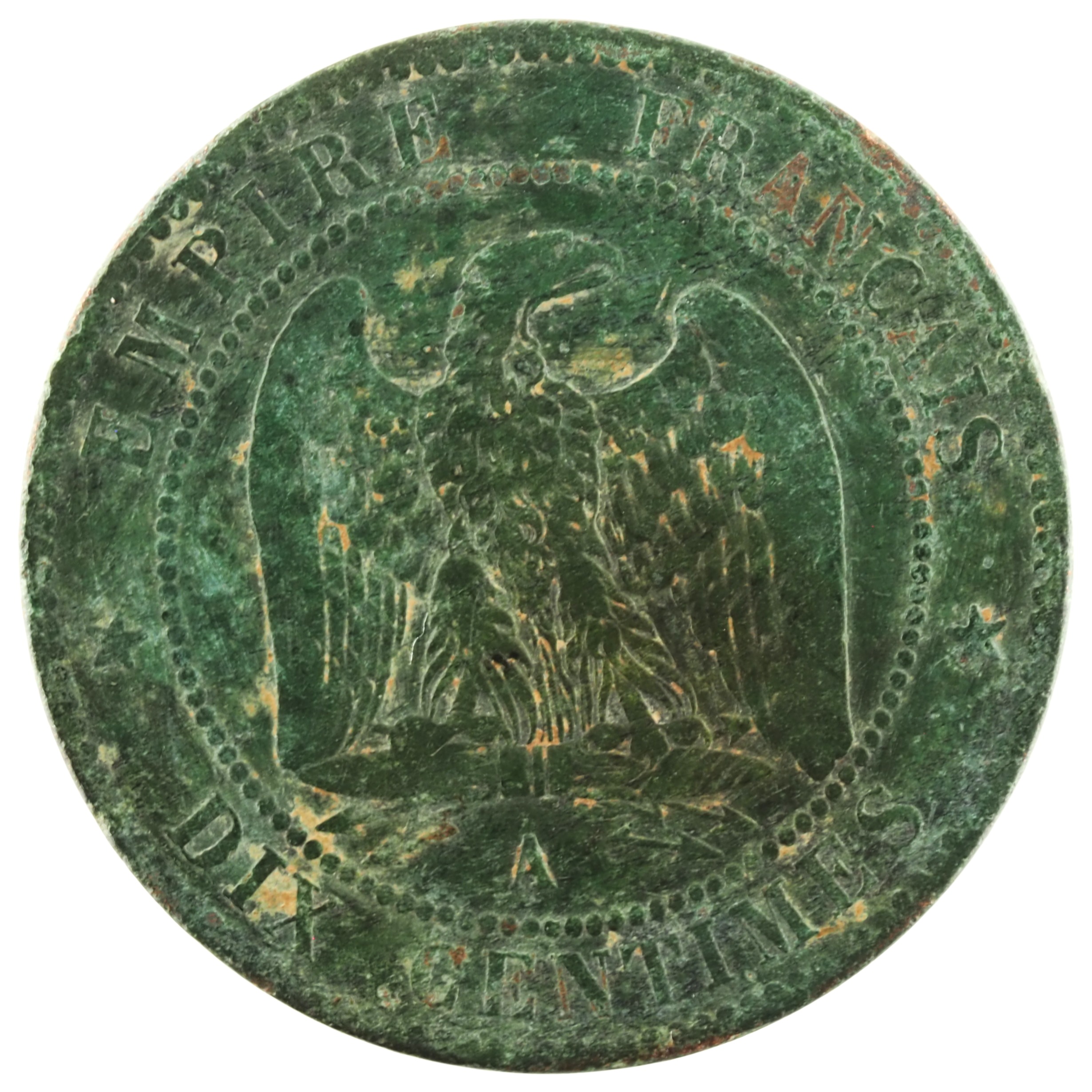 France - Pièce Dix Centimes 1855 A bronze - Napoléon III, tête nue (ancre et main) – Image 2