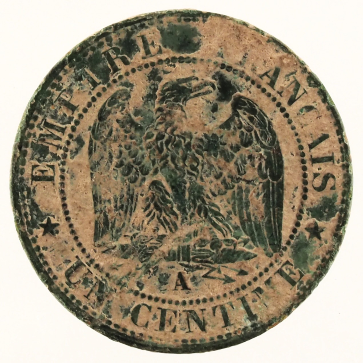 France - Pièce Un Centime 1862 A bronze - Napoléon III, tête laurée – Image 2