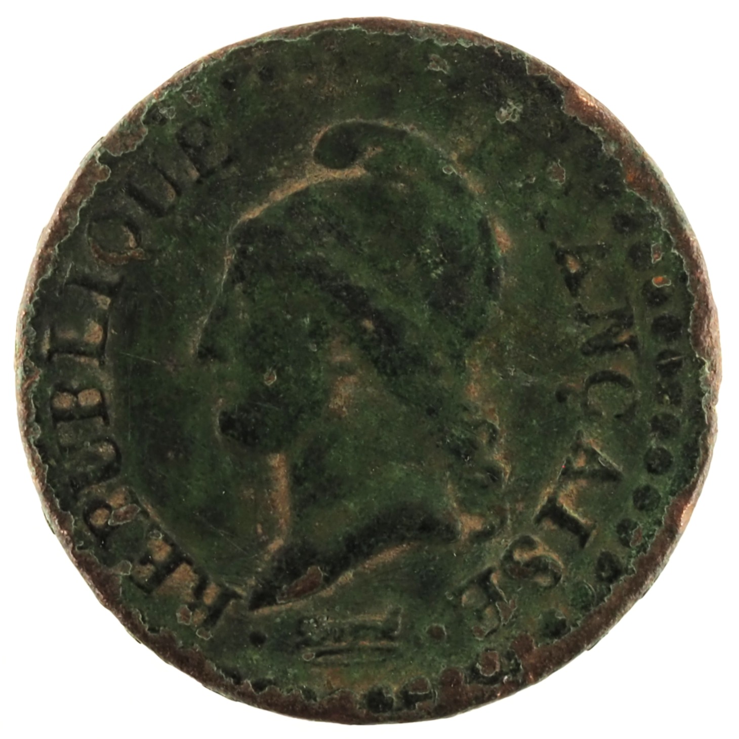 France - Pièce Un Centime An 7 A cuivre - Dupré (petit 7) – Image 2