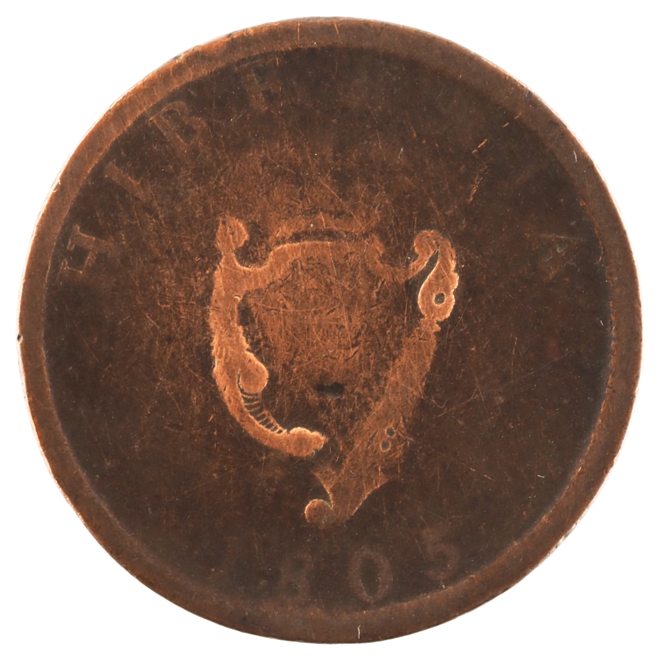 Irlande - Pièce 1/2 Penny 1805 cuivre - George III / Harpe