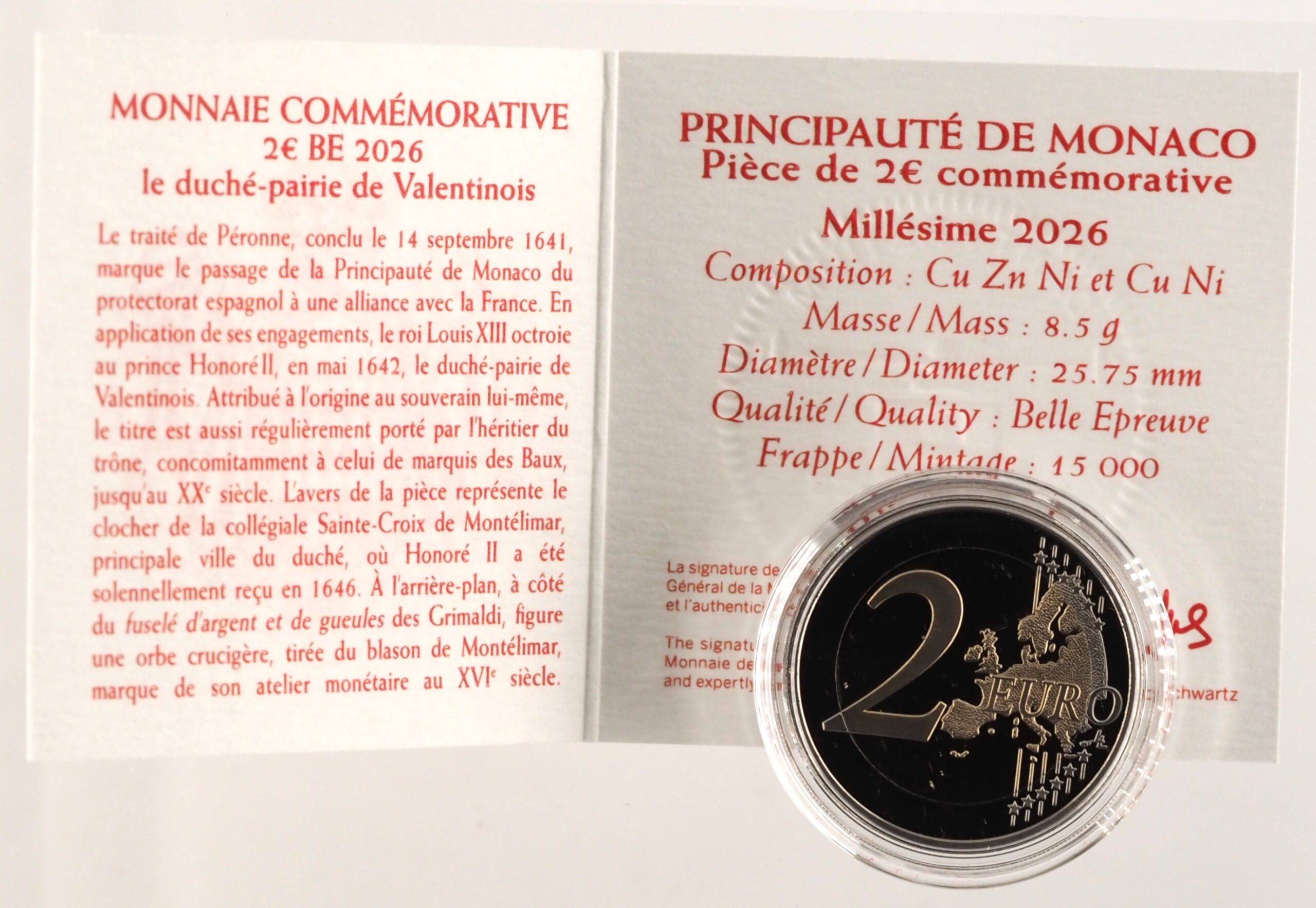 Monaco - Pièce 2 Euro 2026 cupro-nickel et nickel-laiton BE - Duché de Valentinois – Image 13