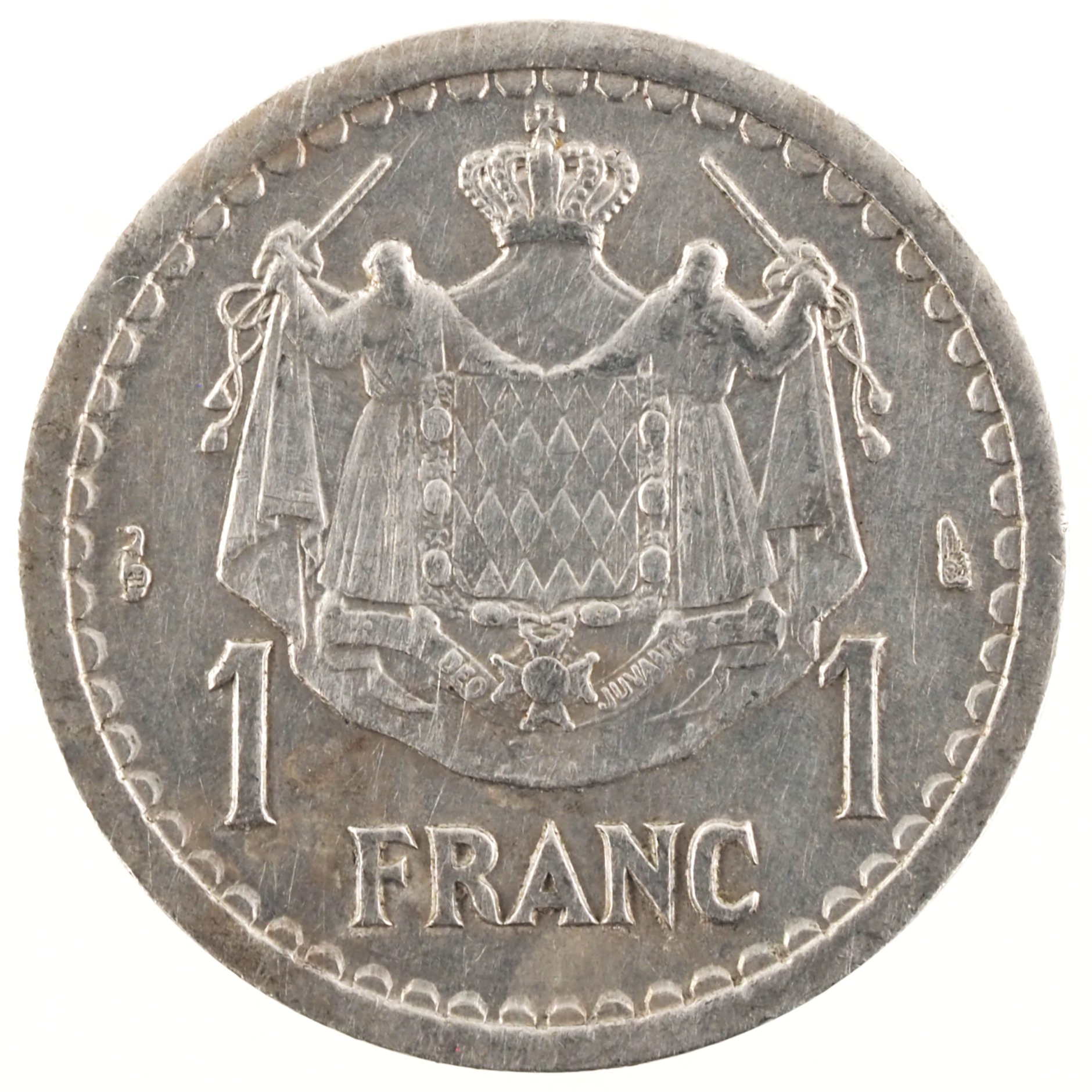 Monaco - Pièce 1 Franc 1943 aluminium - Louis II / Armoiries