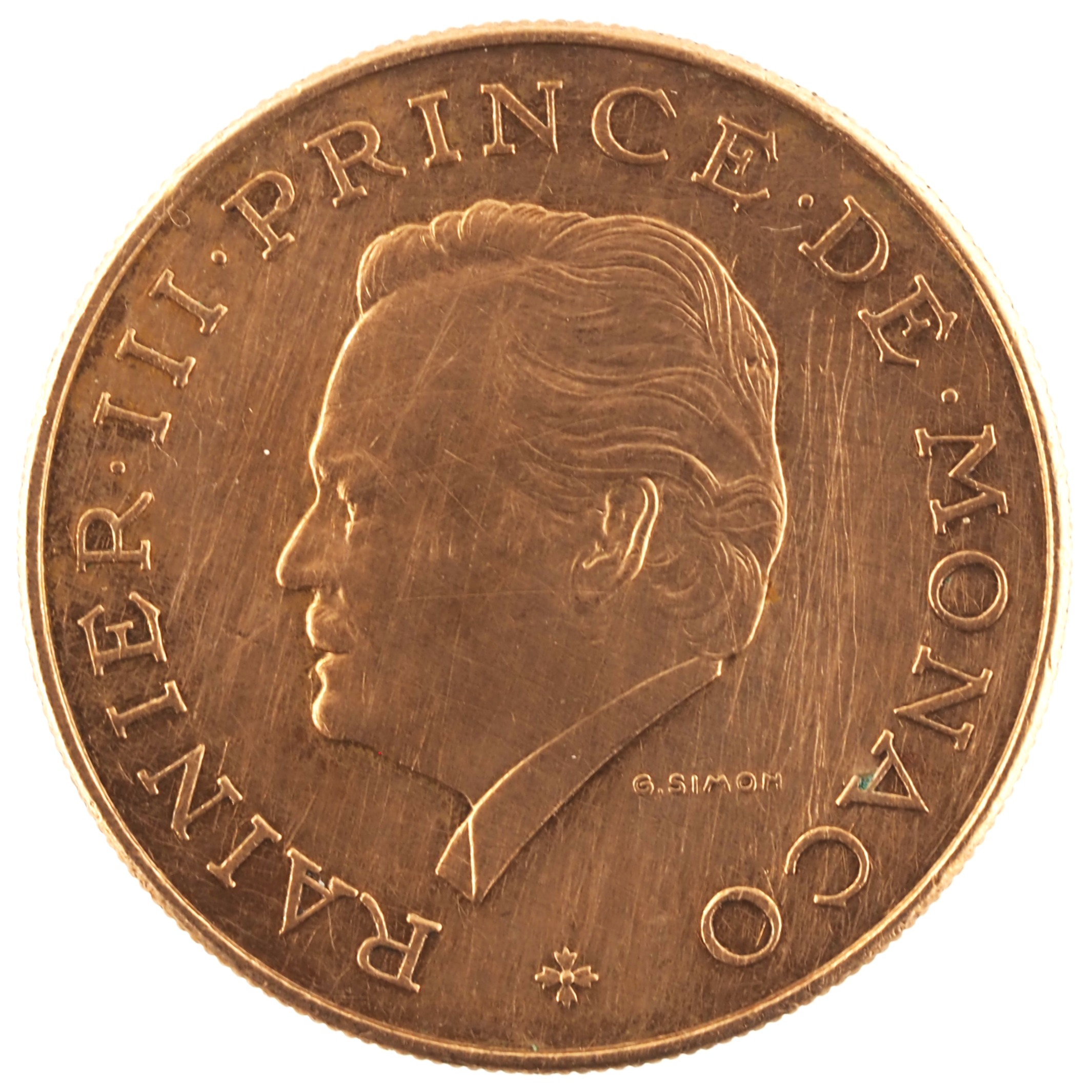 Monaco - Pièce 10 Francs 1981 cuivre-nickel-aluminium - Rainier III / Armoiries et monogramme – Image 2