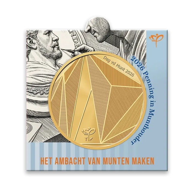 Pays-Bas - Médaille 2026 laiton BU - Jour de la Monnaie / Travail de gravure d'une monnaie