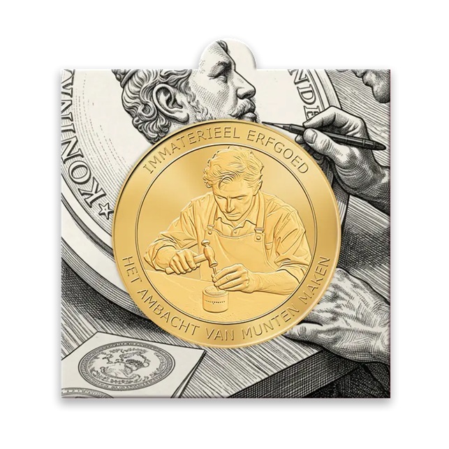 Pays-Bas - Médaille 2026 laiton BU - Jour de la Monnaie / Travail de gravure d'une monnaie – Image 2