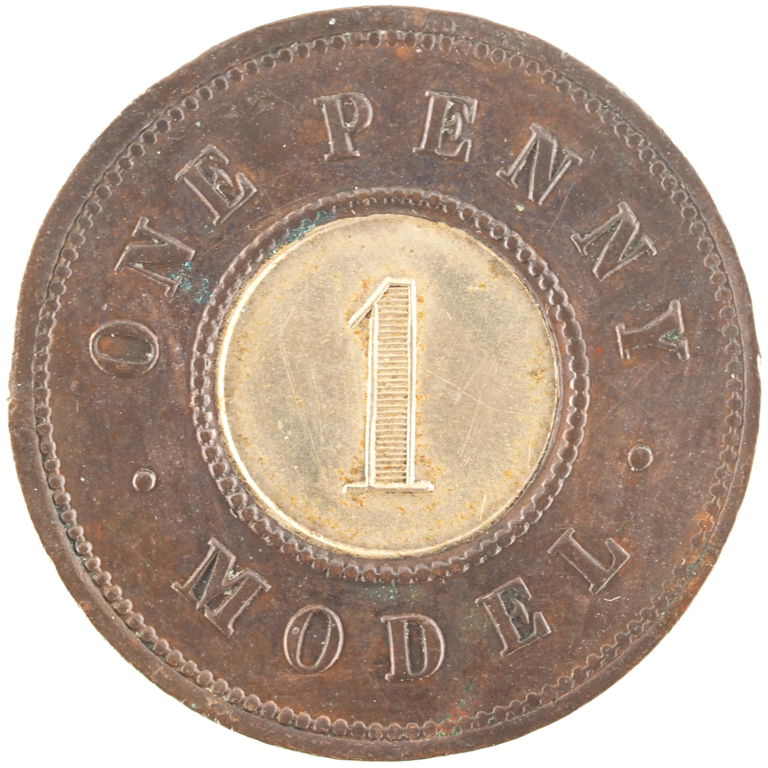 Royaume-Uni - Pièce essai One Penny 1844 cuivre et laiton - Victoria – Image 4