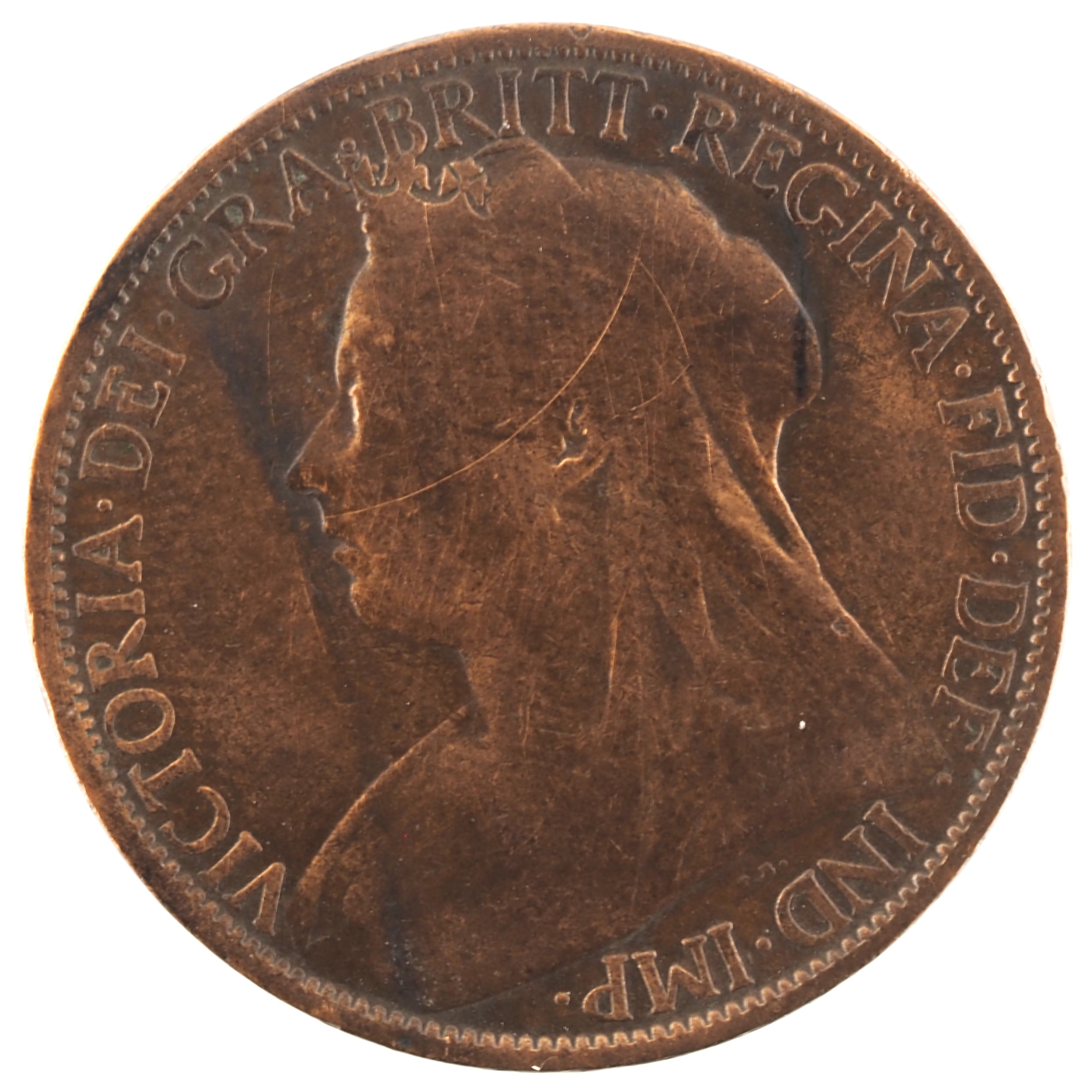 Royaume-Uni - Pièce One Penny 1896 bronze - Victoria, buste âgé voilé / Britannia – Image 2