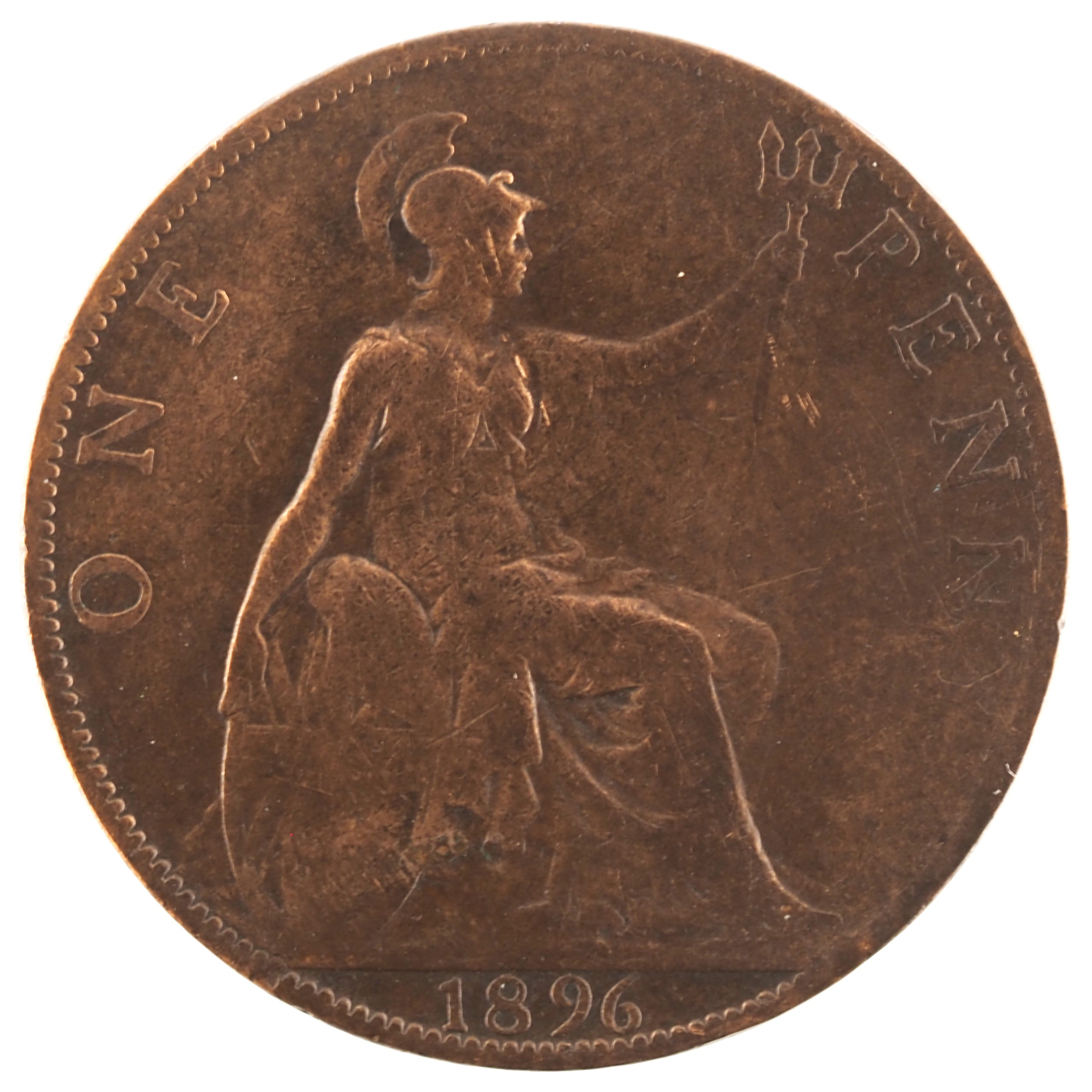 Royaume-Uni - Pièce One Penny 1896 bronze - Victoria, buste âgé voilé / Britannia