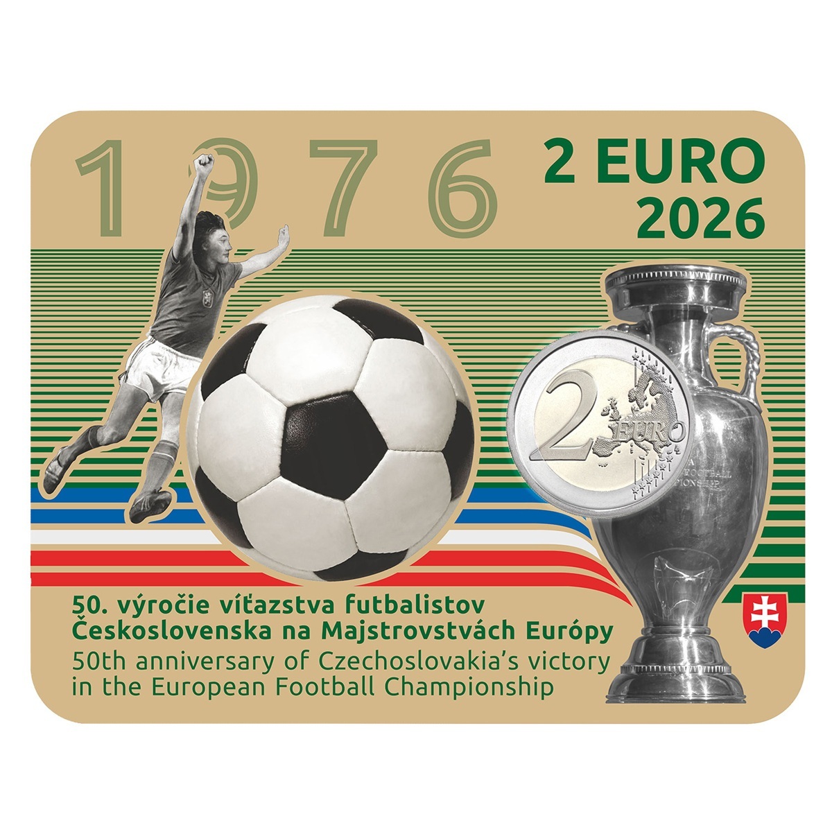 Slovaquie - Pièce 2 Euro 2026 cupro-nickel et nickel-laiton BU - Equipe vainqueur du championnat d’Europe de football