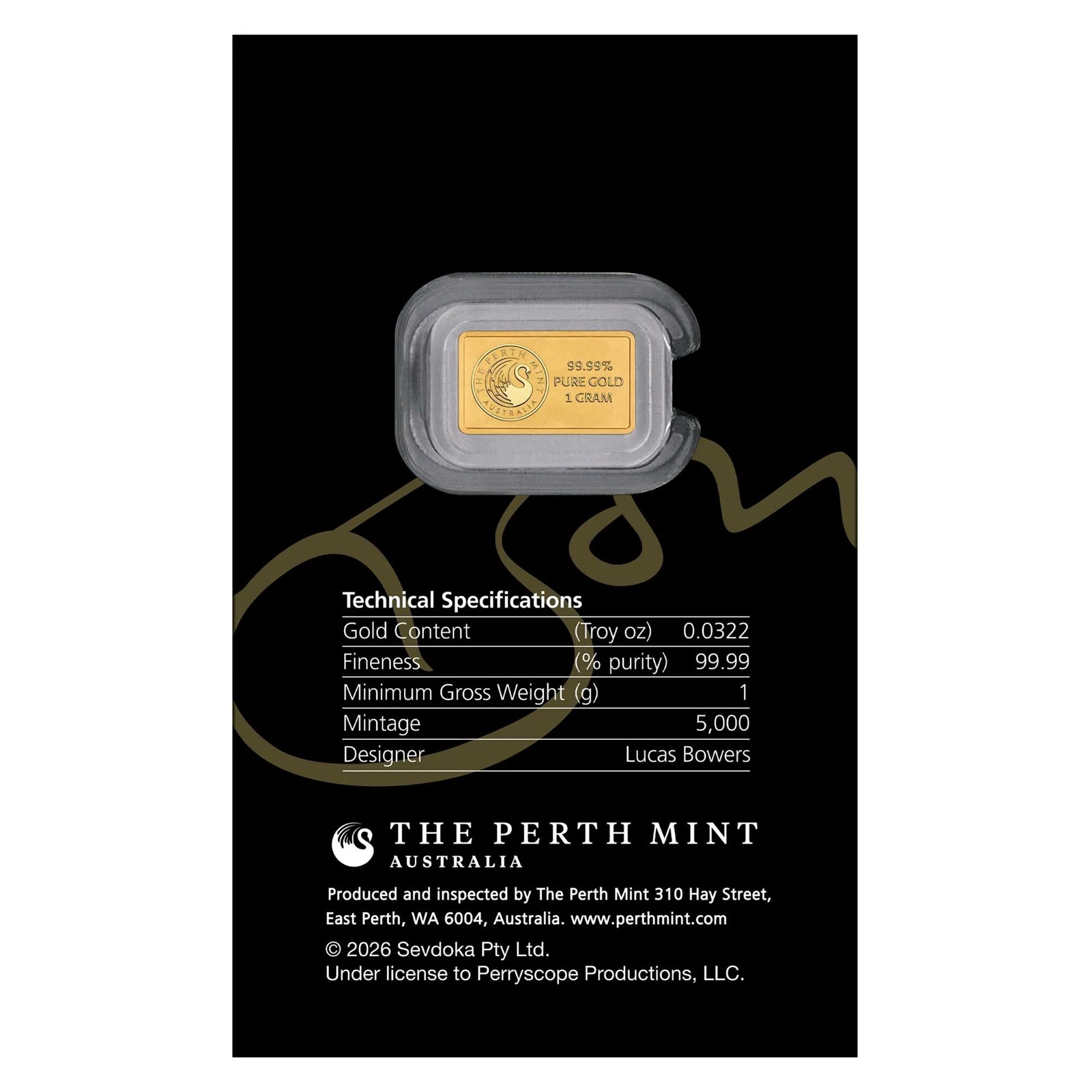 Perth Mint, Australie - Lingot 2026 1 gramme or - Bon Scott – Image 4