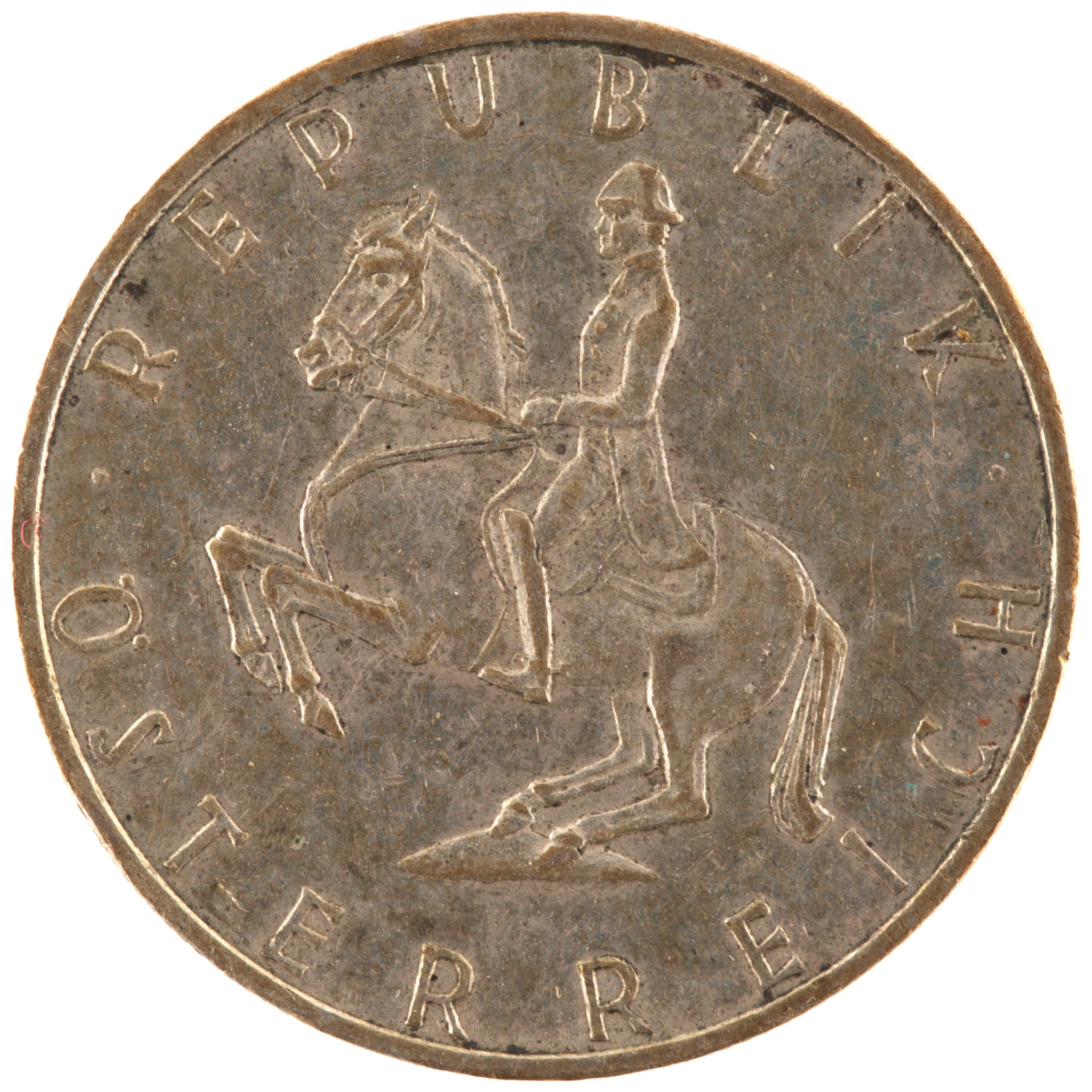 Autriche - Pièce 5 Schilling 1966 argent - Cavalier de l'école espagnole d'équitation / Armoiries autrichiennes – Image 2